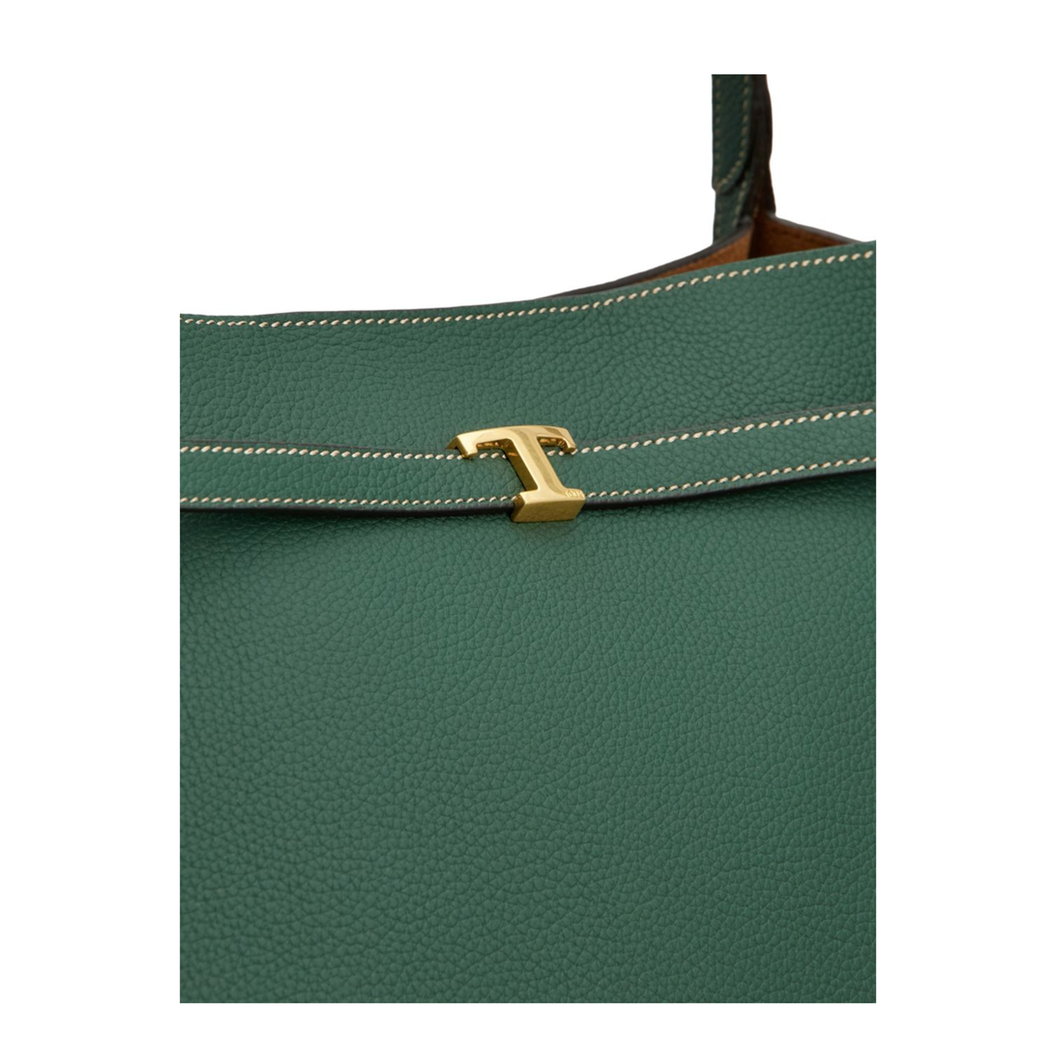 Medium Calf Leather Shopping Bag - Green - Image 3