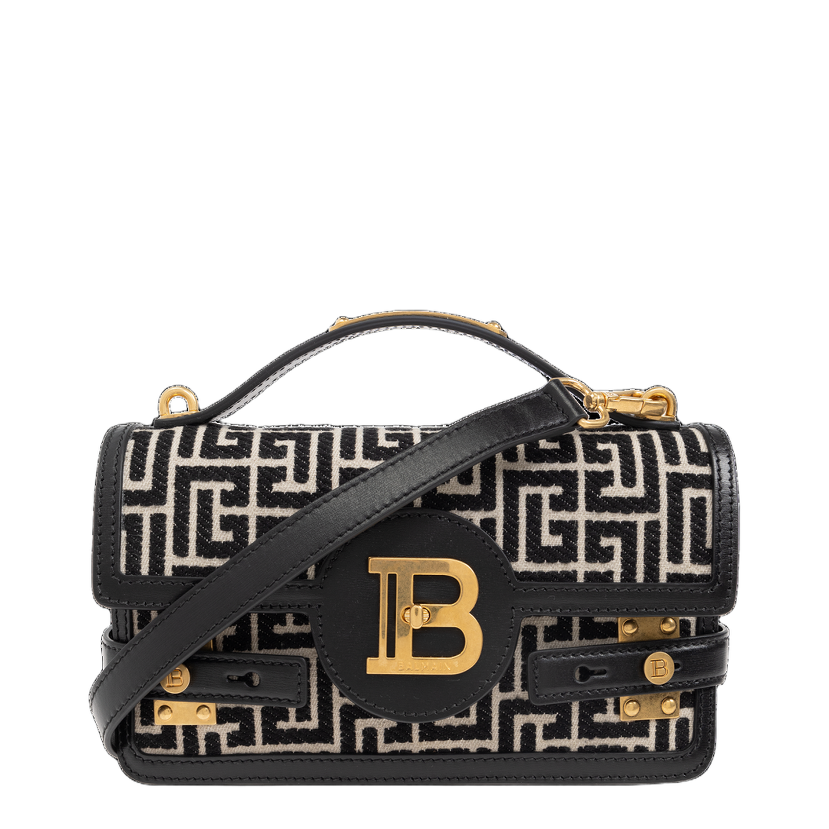 B-Buzz Shoulder Bag in Calfskin and PB Jacquard Canvas - Image 1
