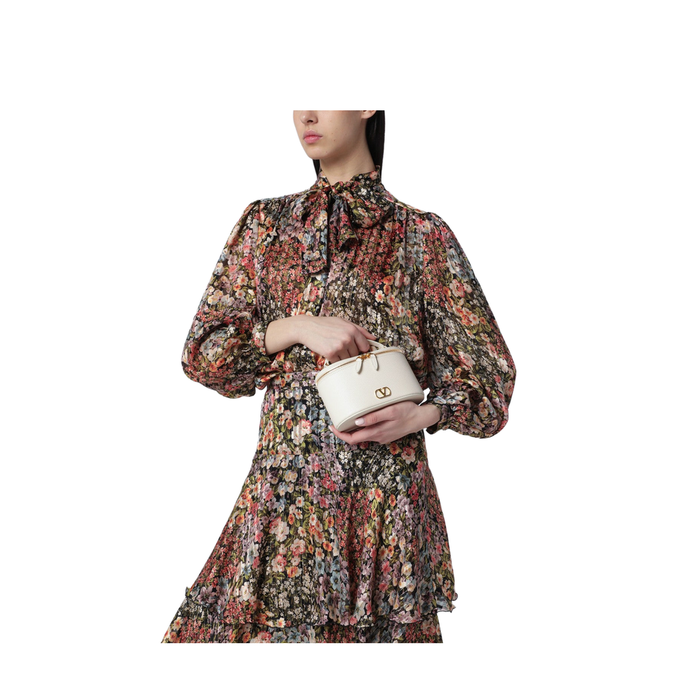 Vlogo Signature Mini Vanity Bag in Ivory Grained Calfskin - Image 2