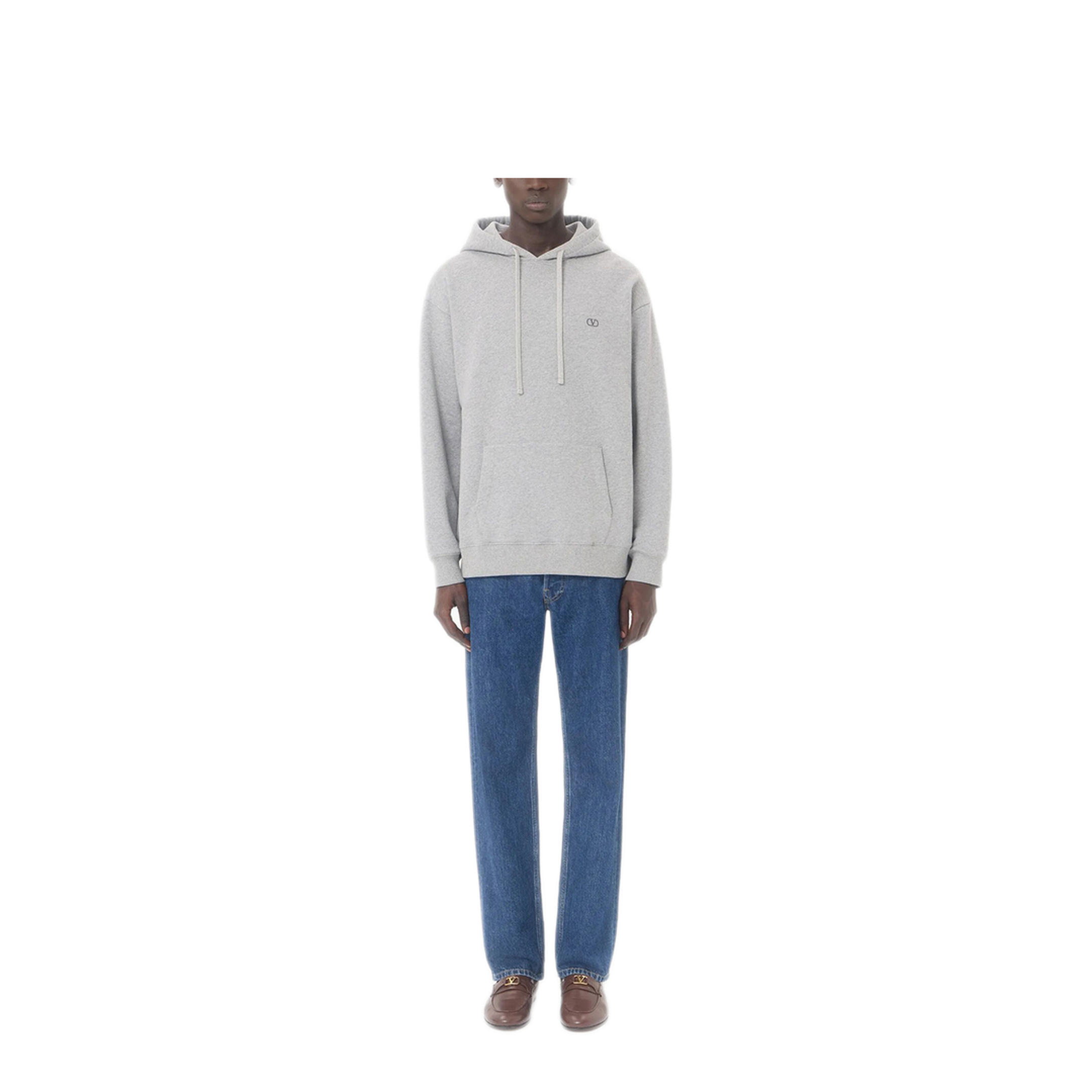 Cotton Hoodie With Vlogo Embroidery - Image 2