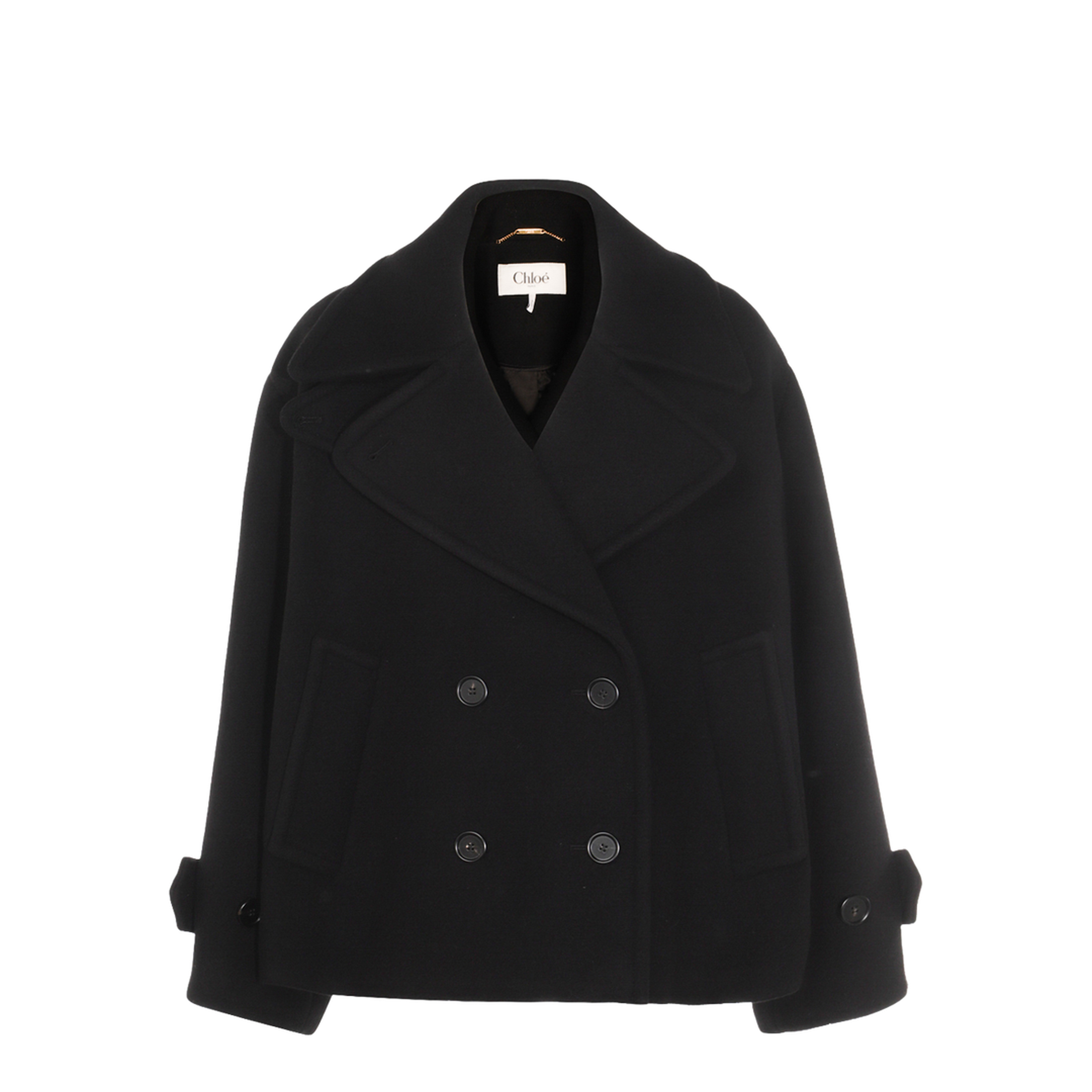Oversized Wool Short Coat - Black - Image 1