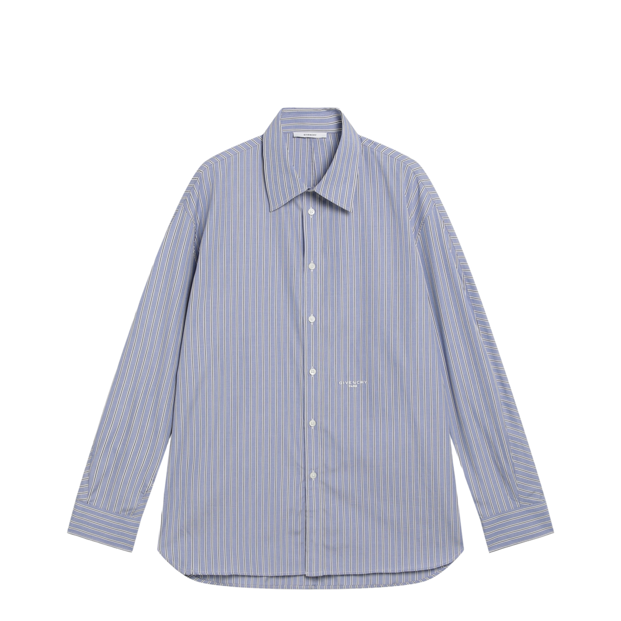 White/blue striped poplin shirt - Image 1