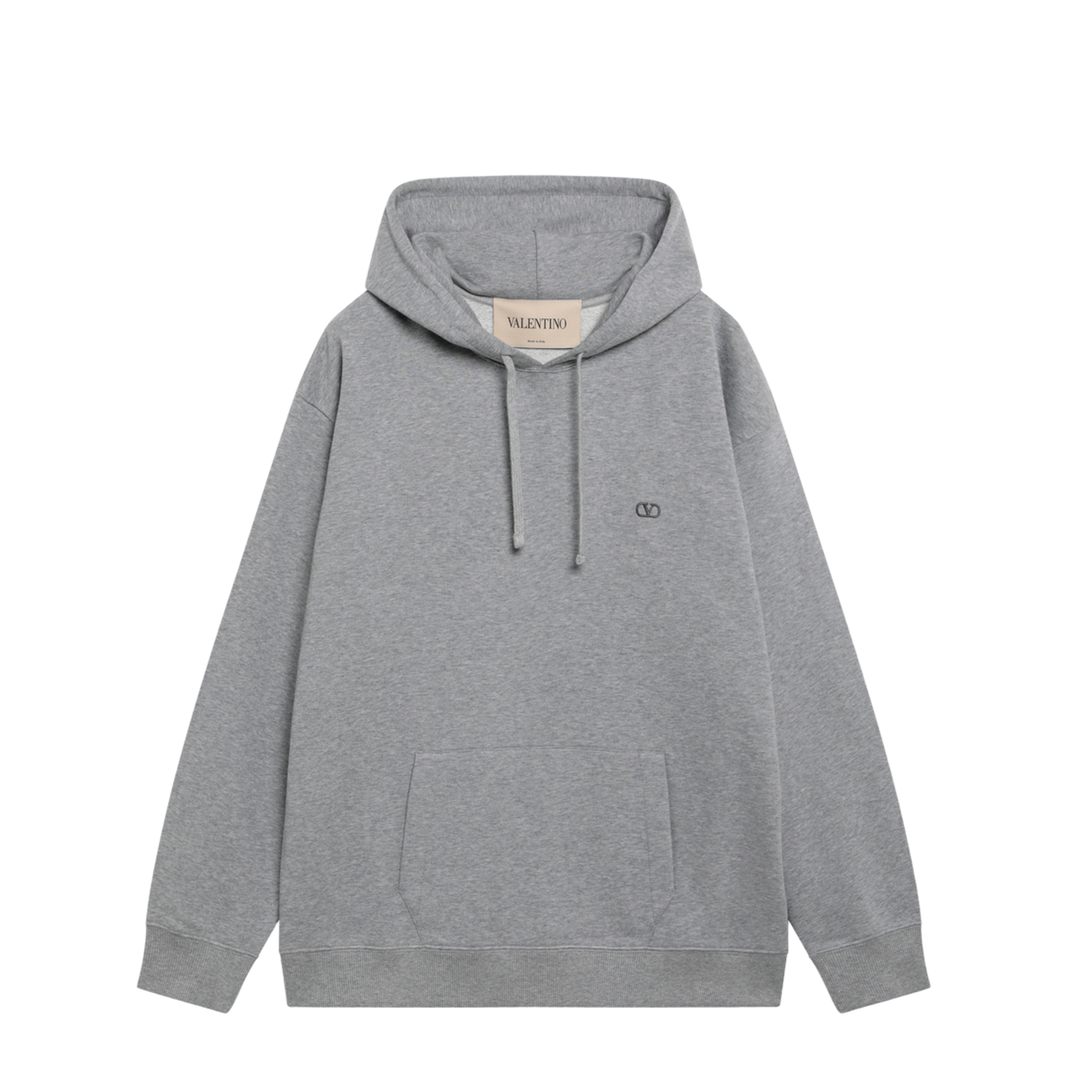 Mélange gray hoodie with Vlogo embroidery - Image 1