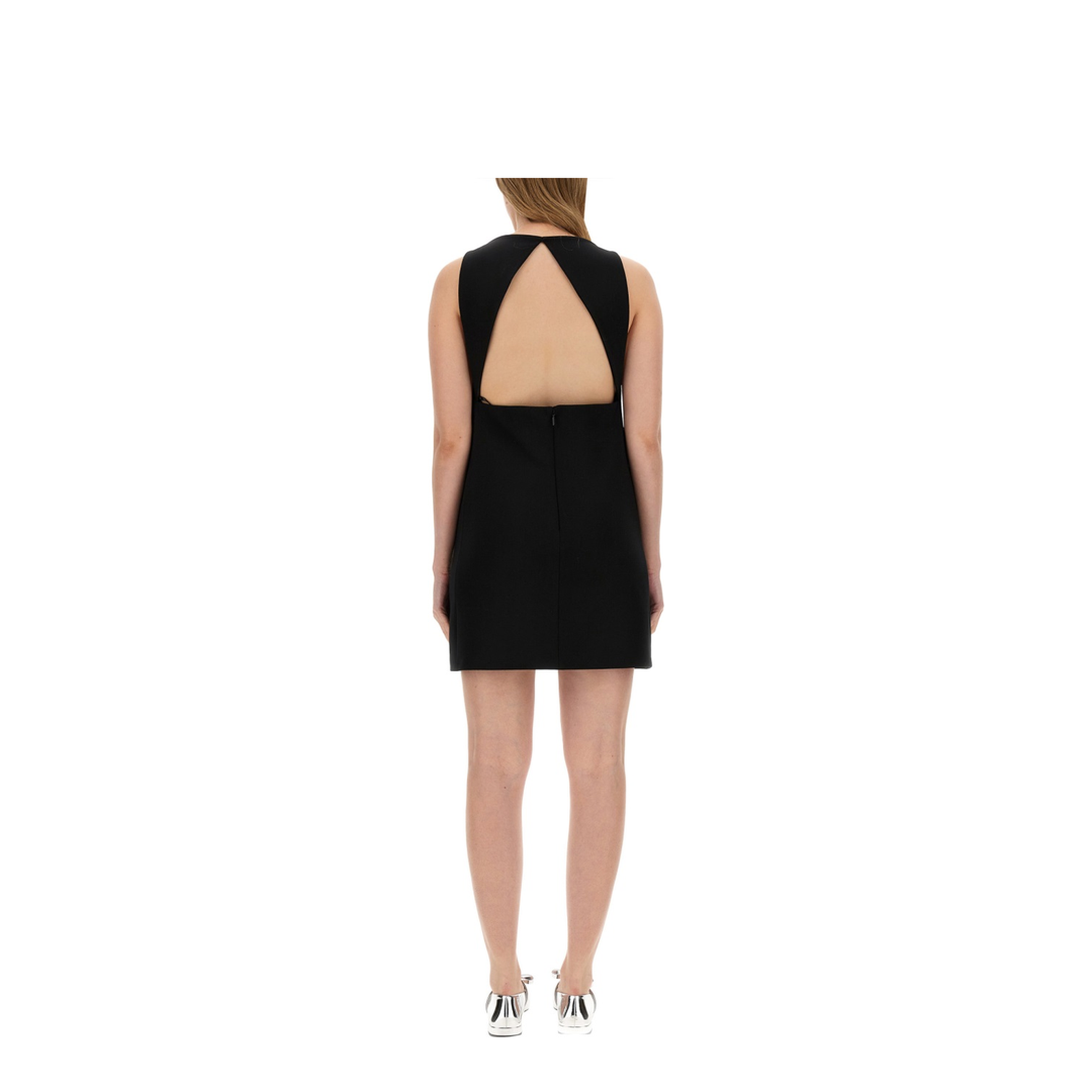 Wool Blend Straight Mini Dress With Cut-out - Image 3