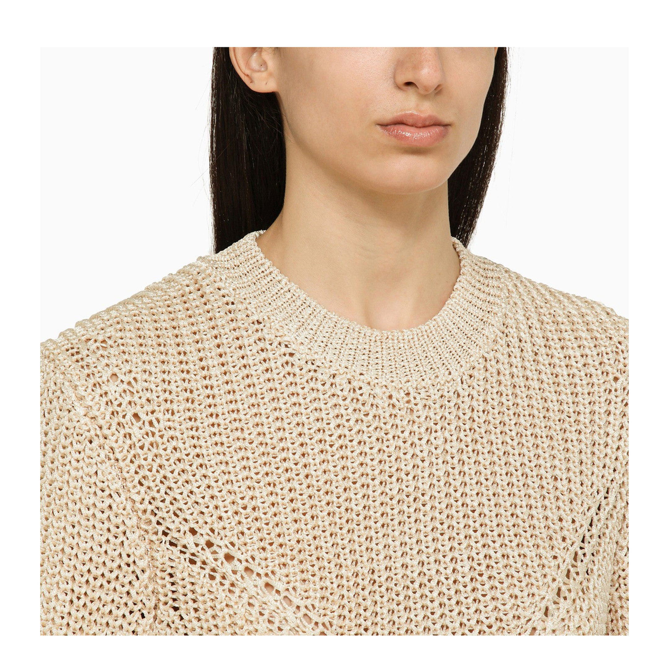 Recycled Polyester Ecru Crew-Neck Jumper - Image 2