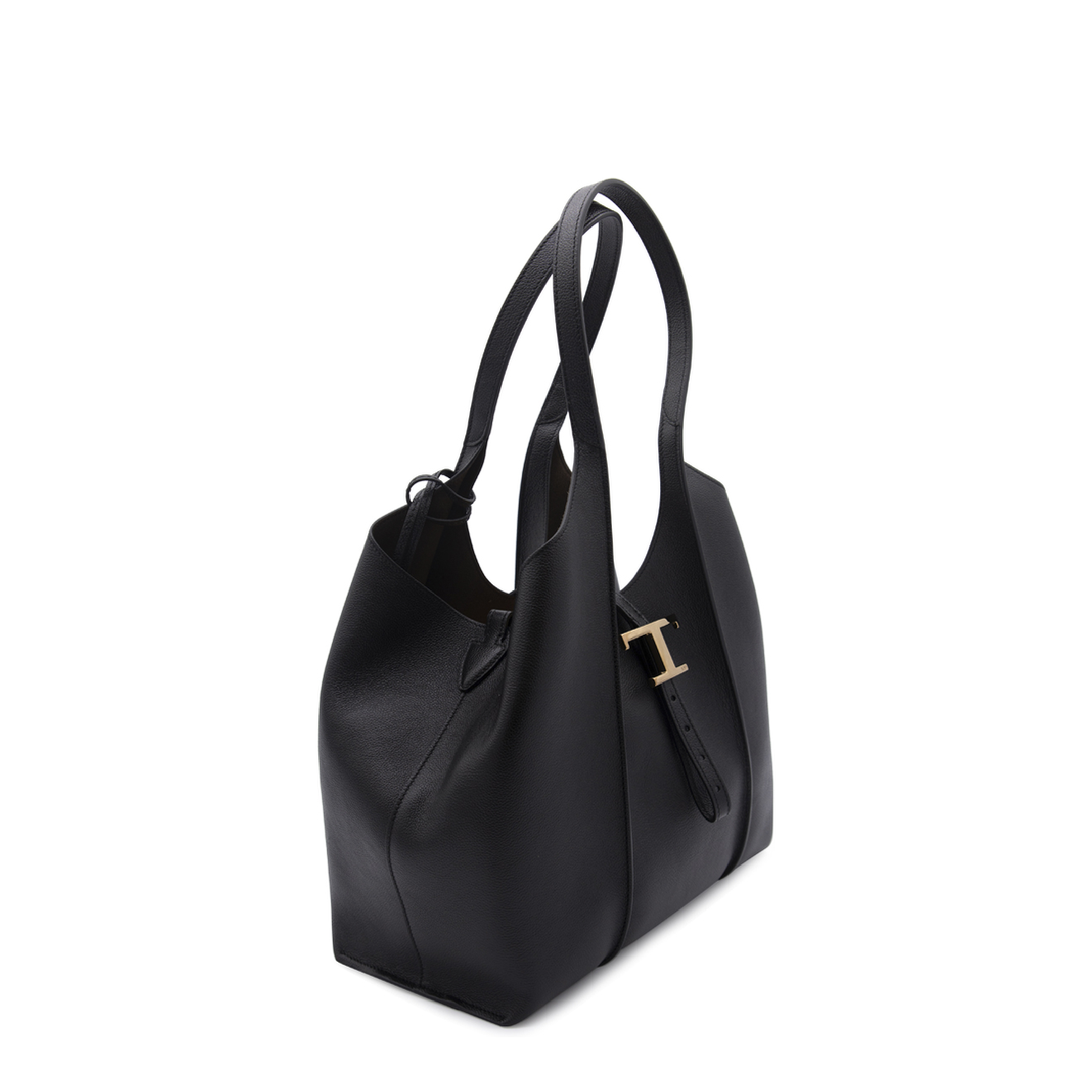 T Timeless Small Calf Leather Shopping Bag - Black - Image 2
