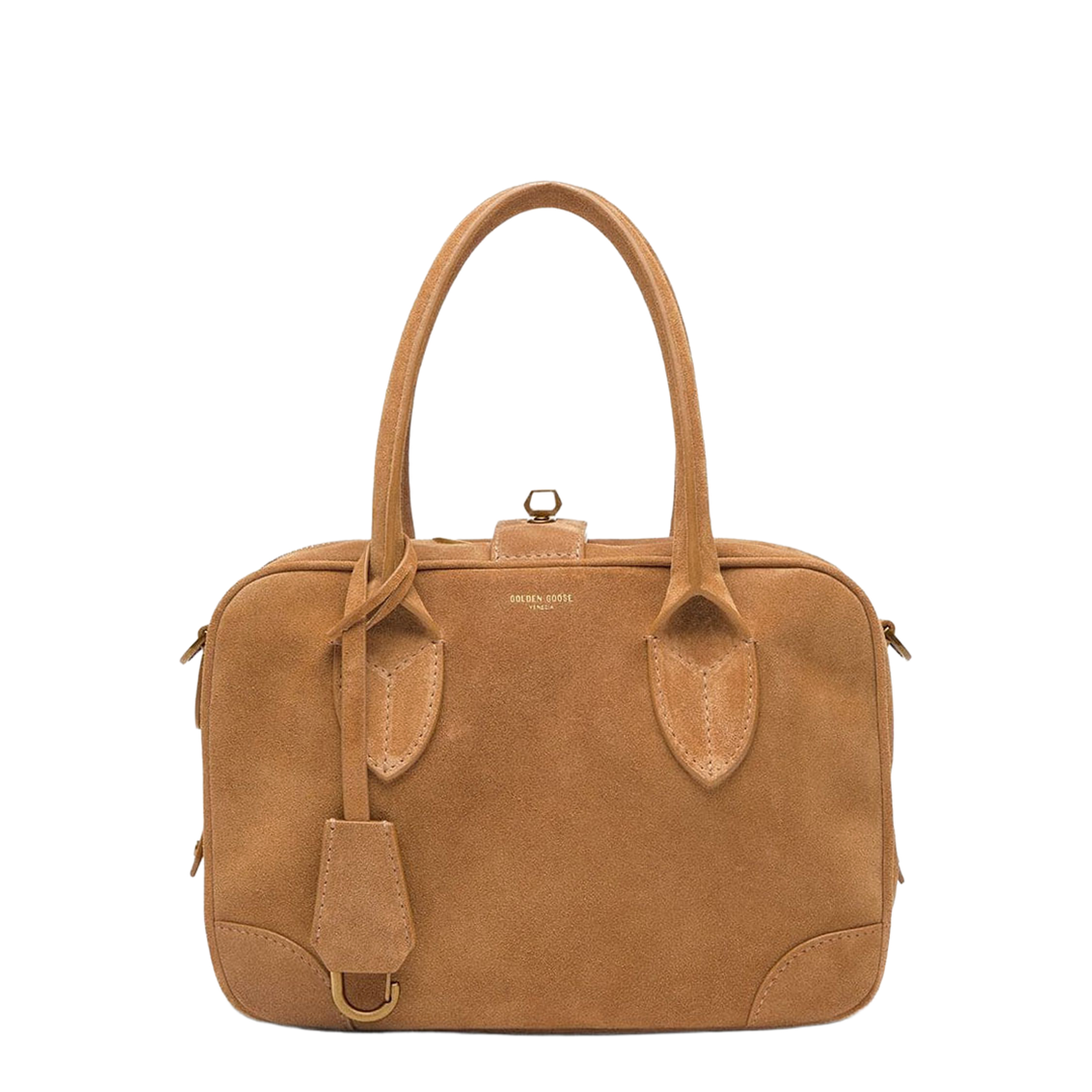 Vita Suede Bag with Gold Details - Image 1