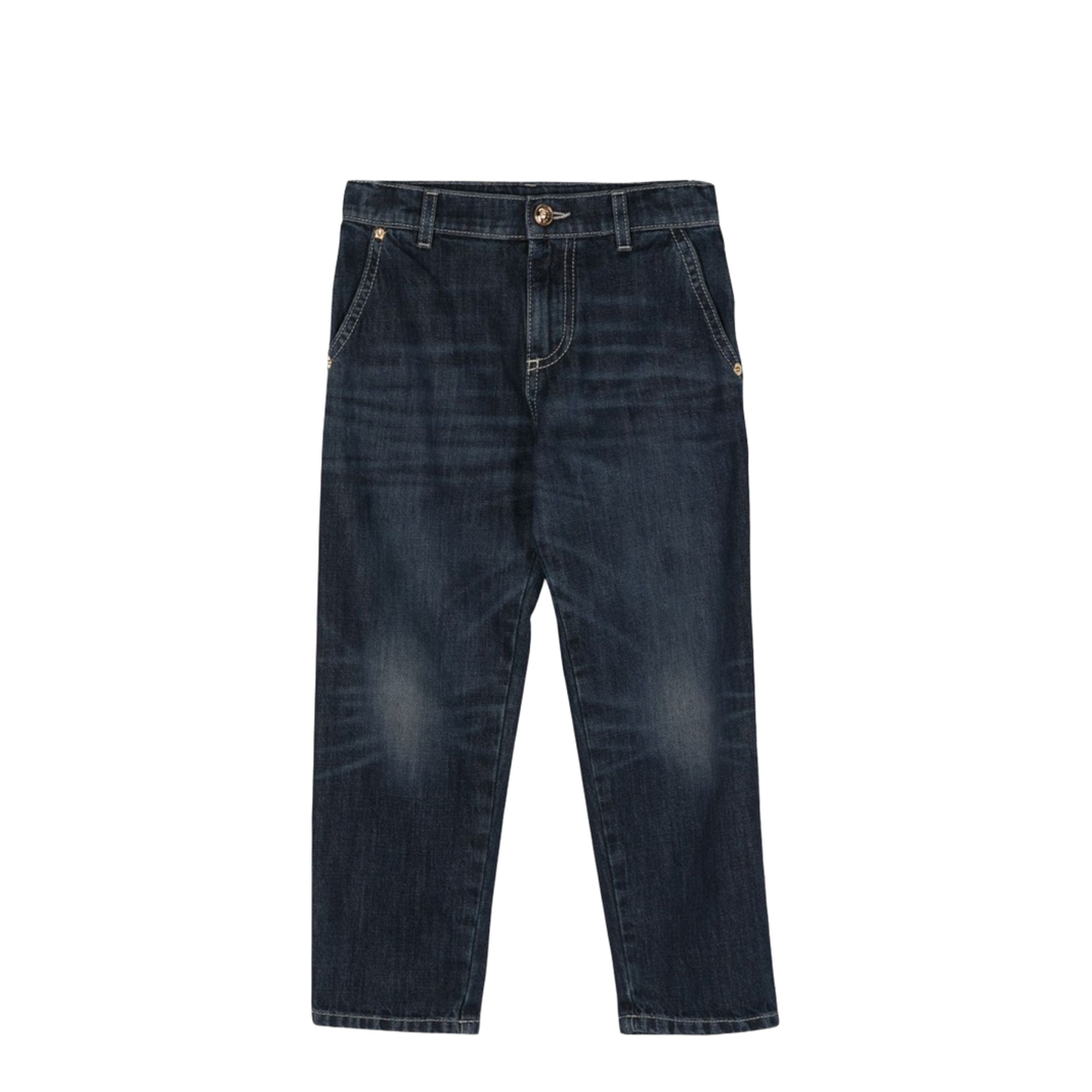 Embroidered Logo Denim Jeans - Dark Blue - Image 1