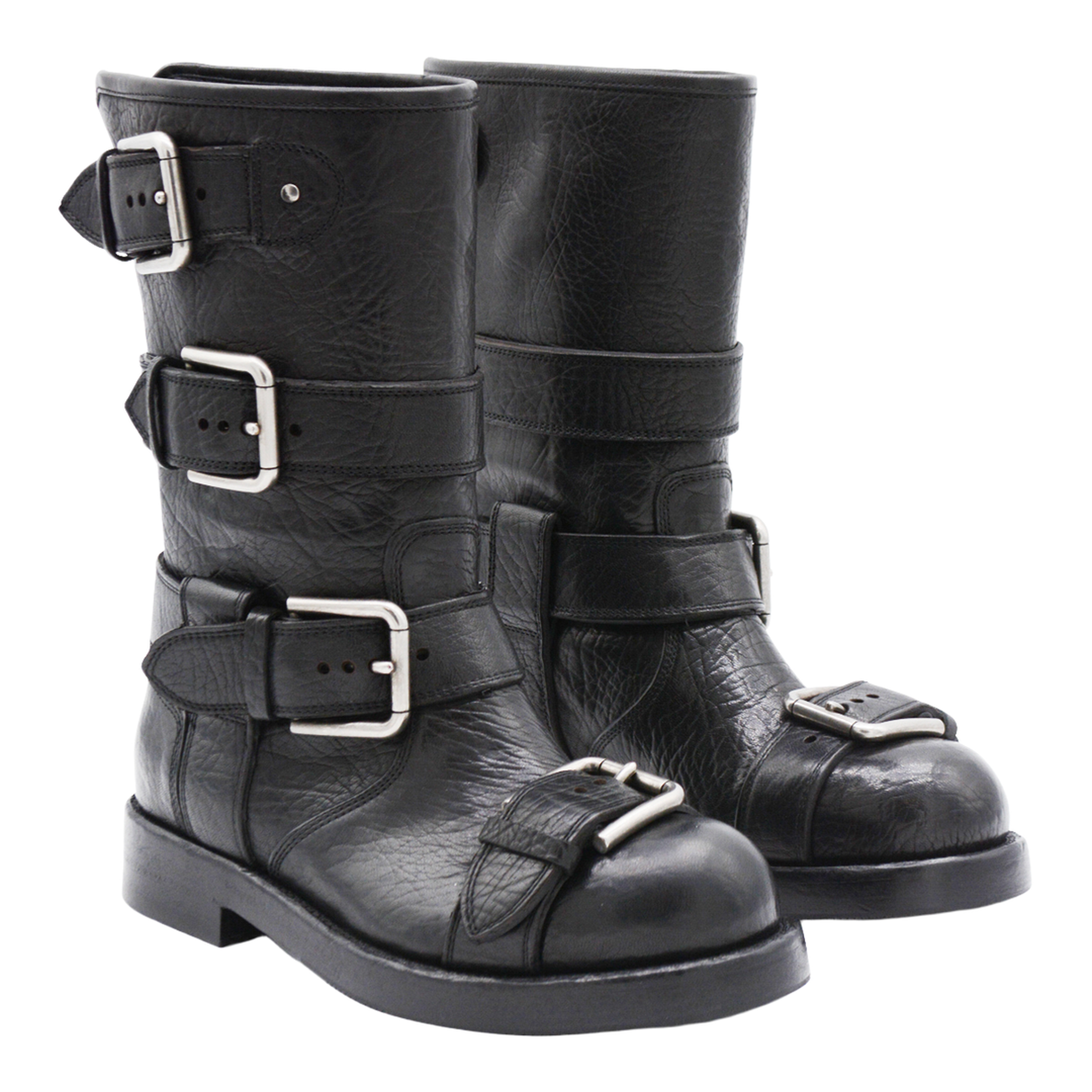 Black leather boots with straps - Image 3