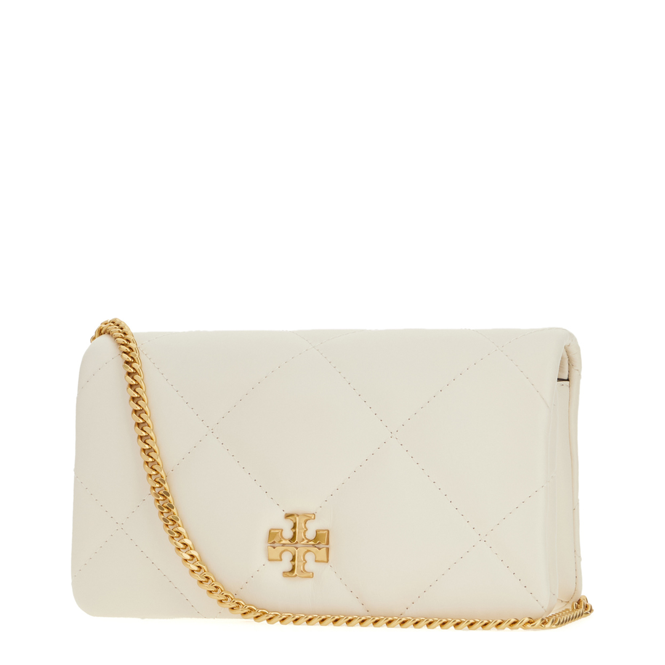 Kira Diamond Quilt Leather Crossbody Bag - Warm White - Image 2