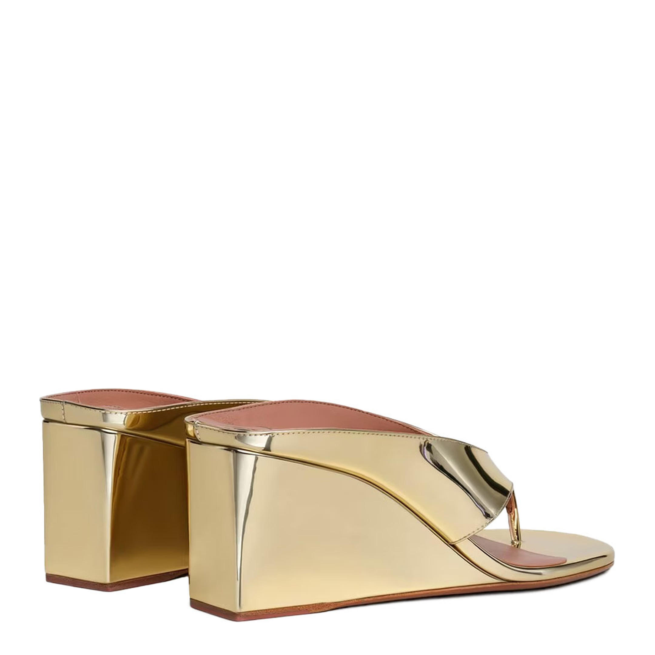 Cube Thong Mule in Mirror Fabric - Image 3