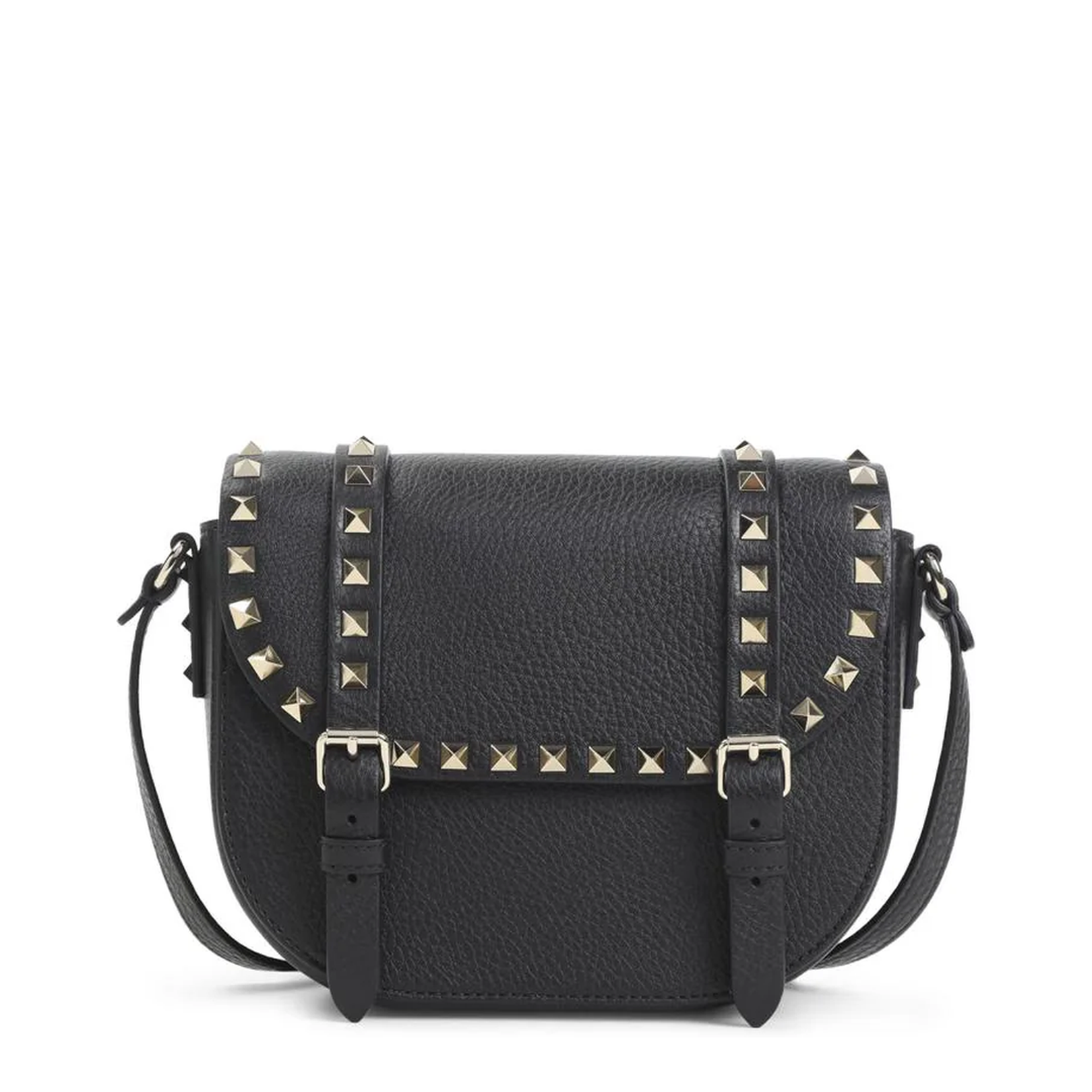 Rockstud Small Leather Crossbody Bag Black - Image 1