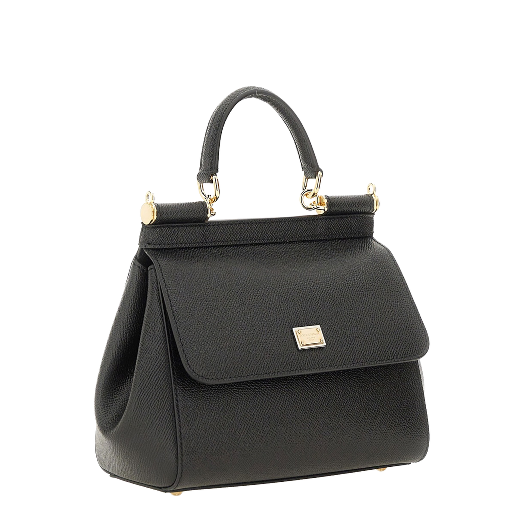 Medium Sicily Handbag in Black - Image 7