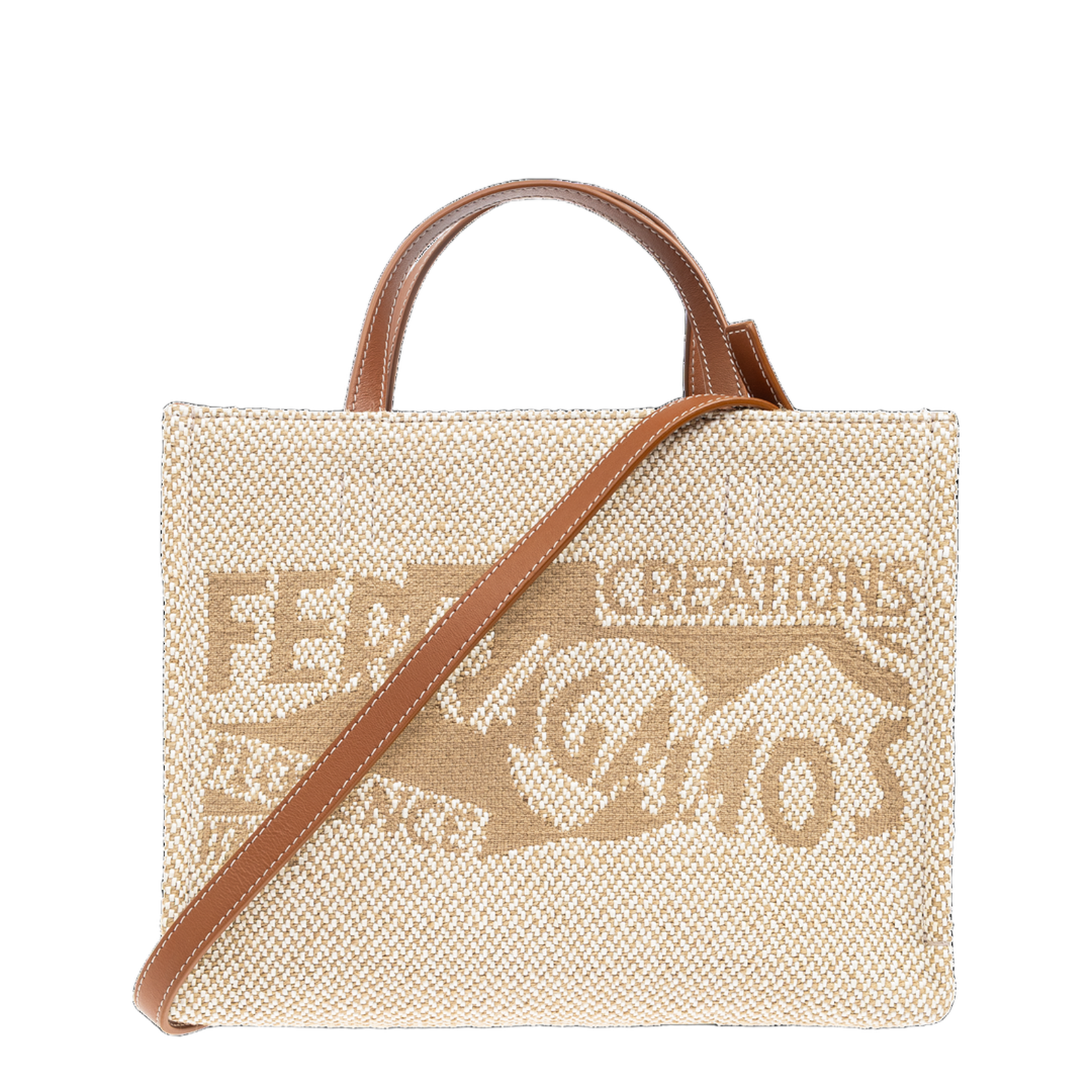 Sign Small Shopper Fabric Tote - Camel/White - Image 1