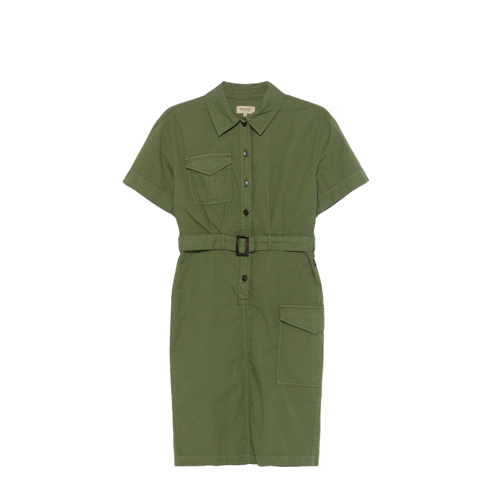 Cotton Shirt Dress in Green - Image 1