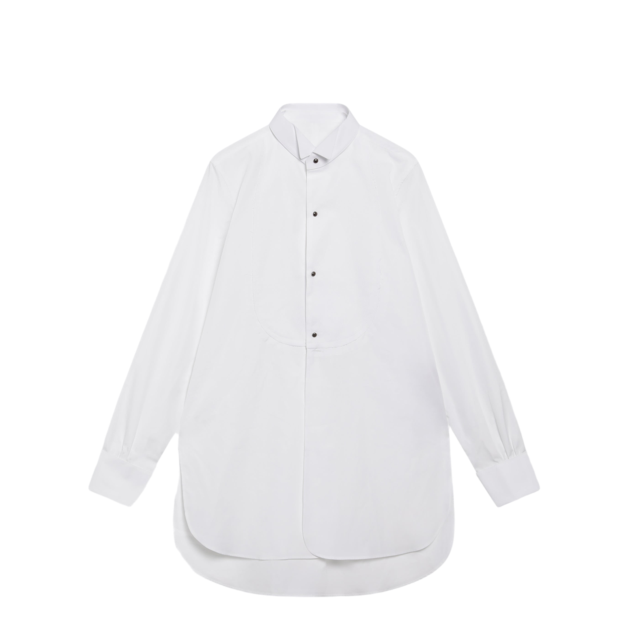 Long-sleeve cotton poplin shirt in white - Image 1