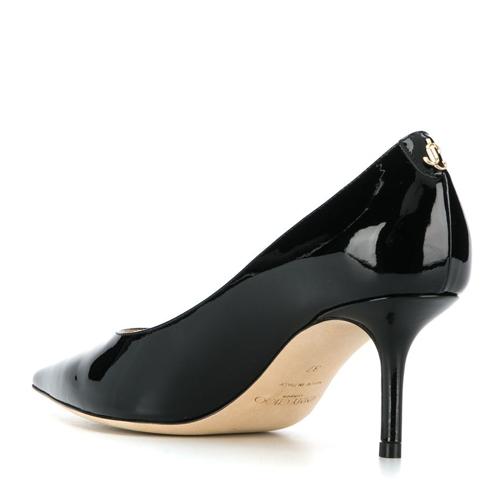 Black Suede Pointed Pumps with Emblem - Image 3