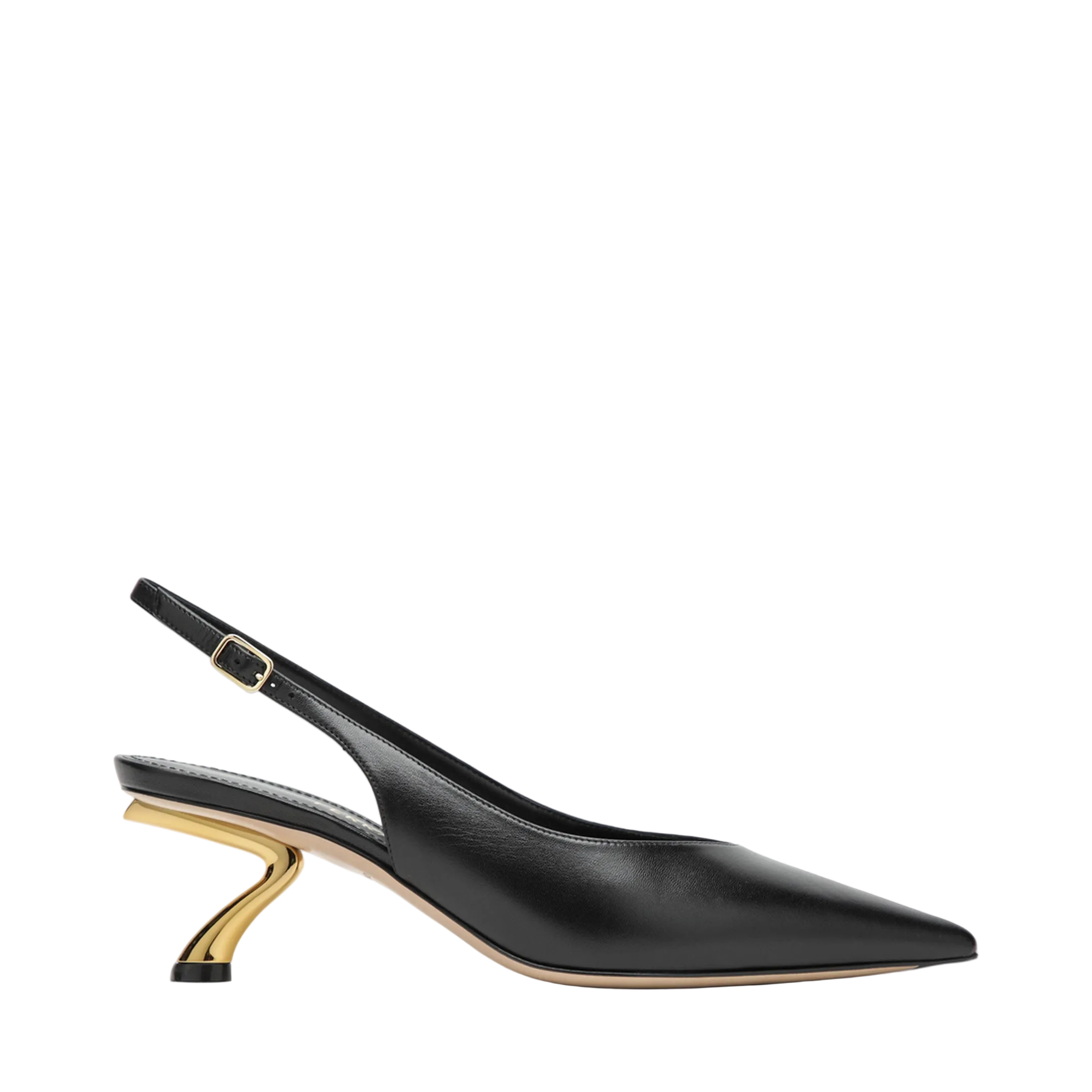Black Slingback with Sculptural S Heel - Image 1