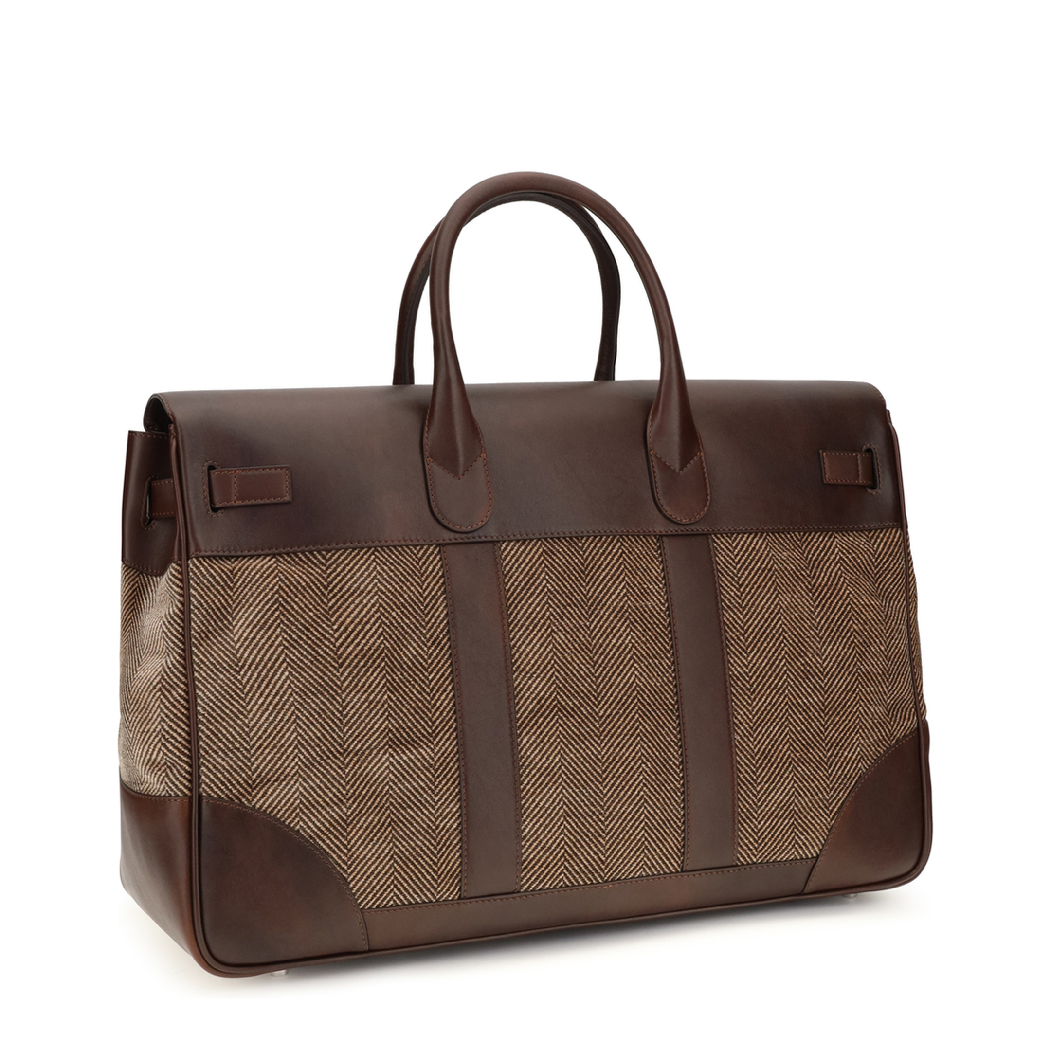 Travel Bag In Leather And Fabric - Image 3