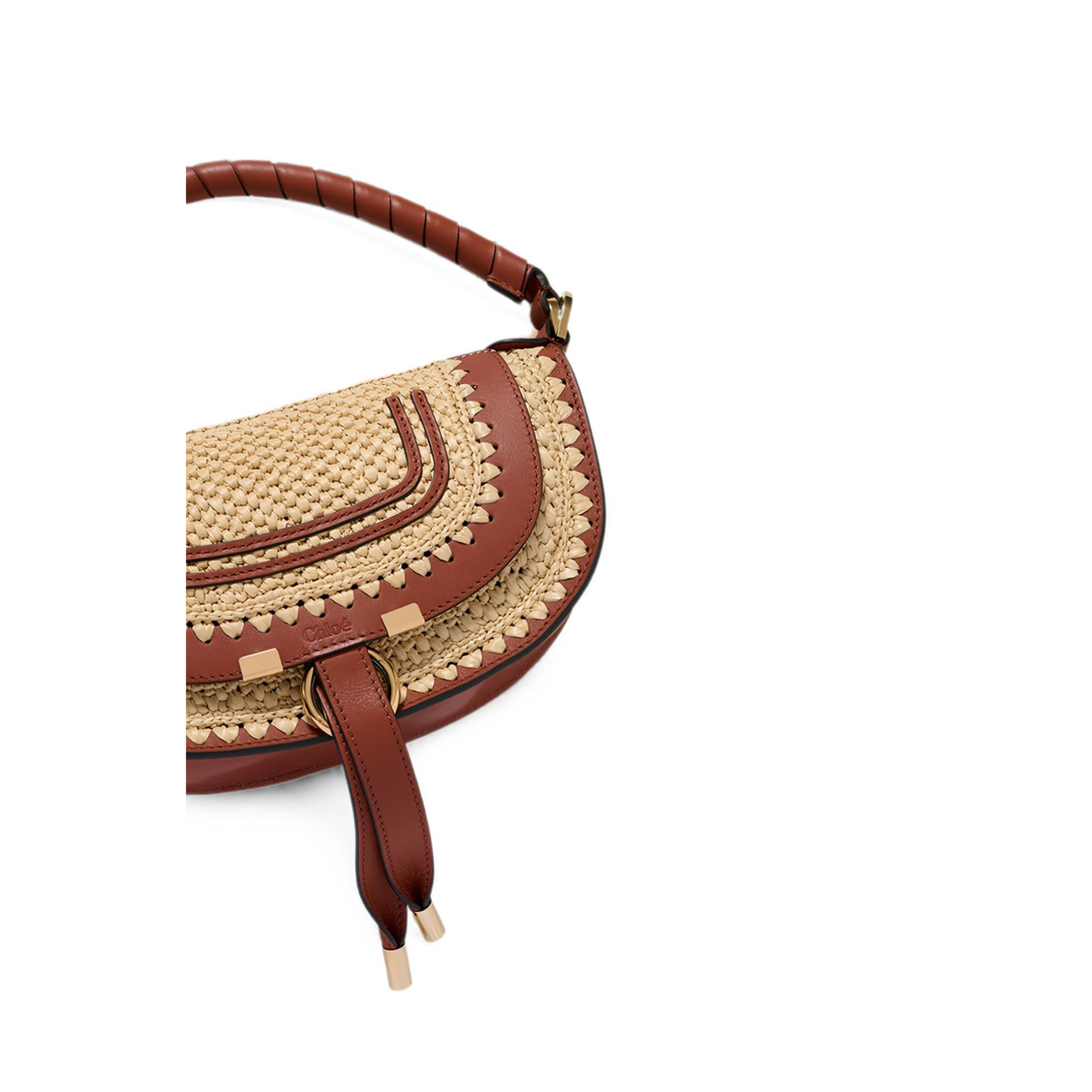 Marcie Mini Raffia-Effect Shoulder Bag - Clay Brown - Image 2