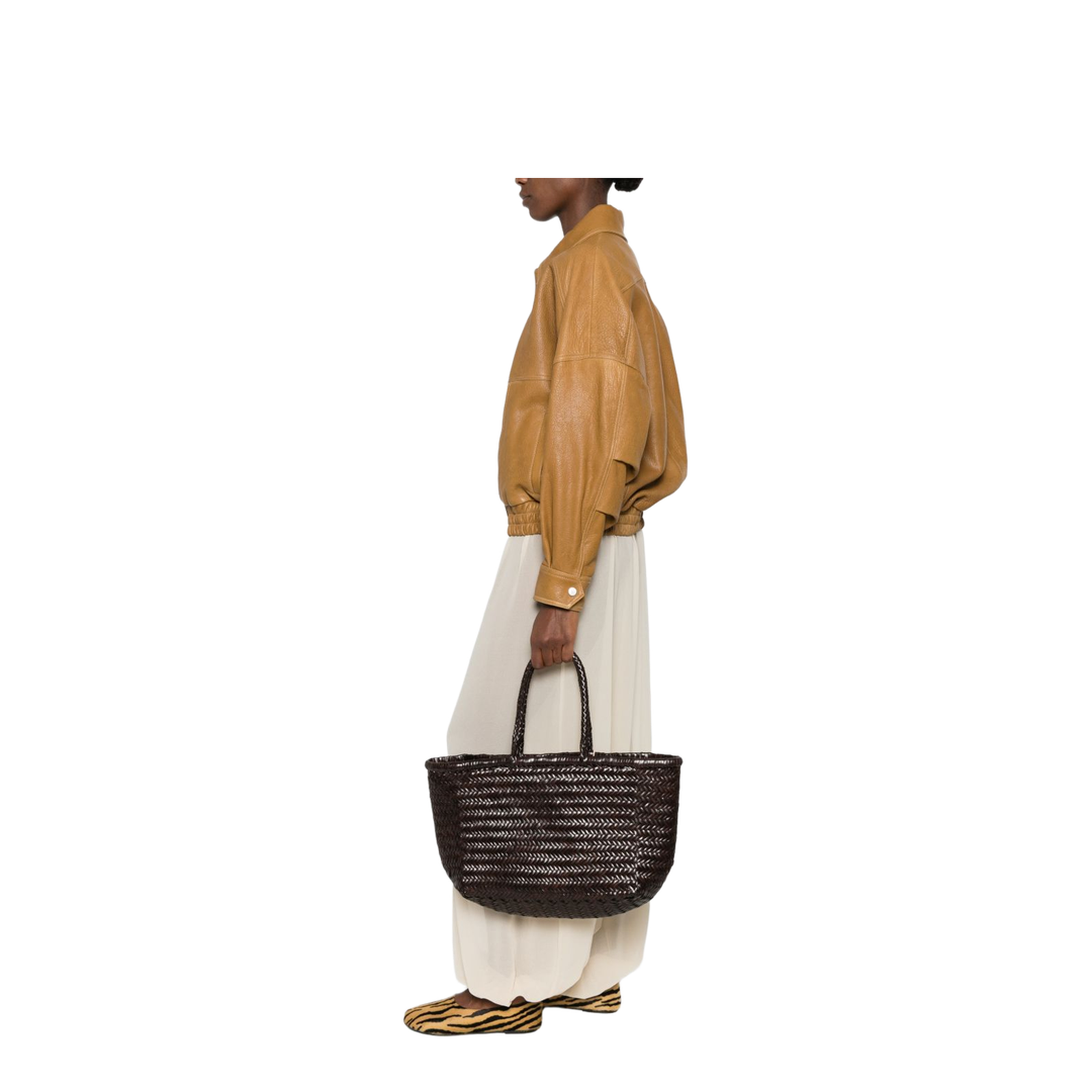 Triple Jump Small Buffalo Calf Leather Tote - Dark Brown - Image 3