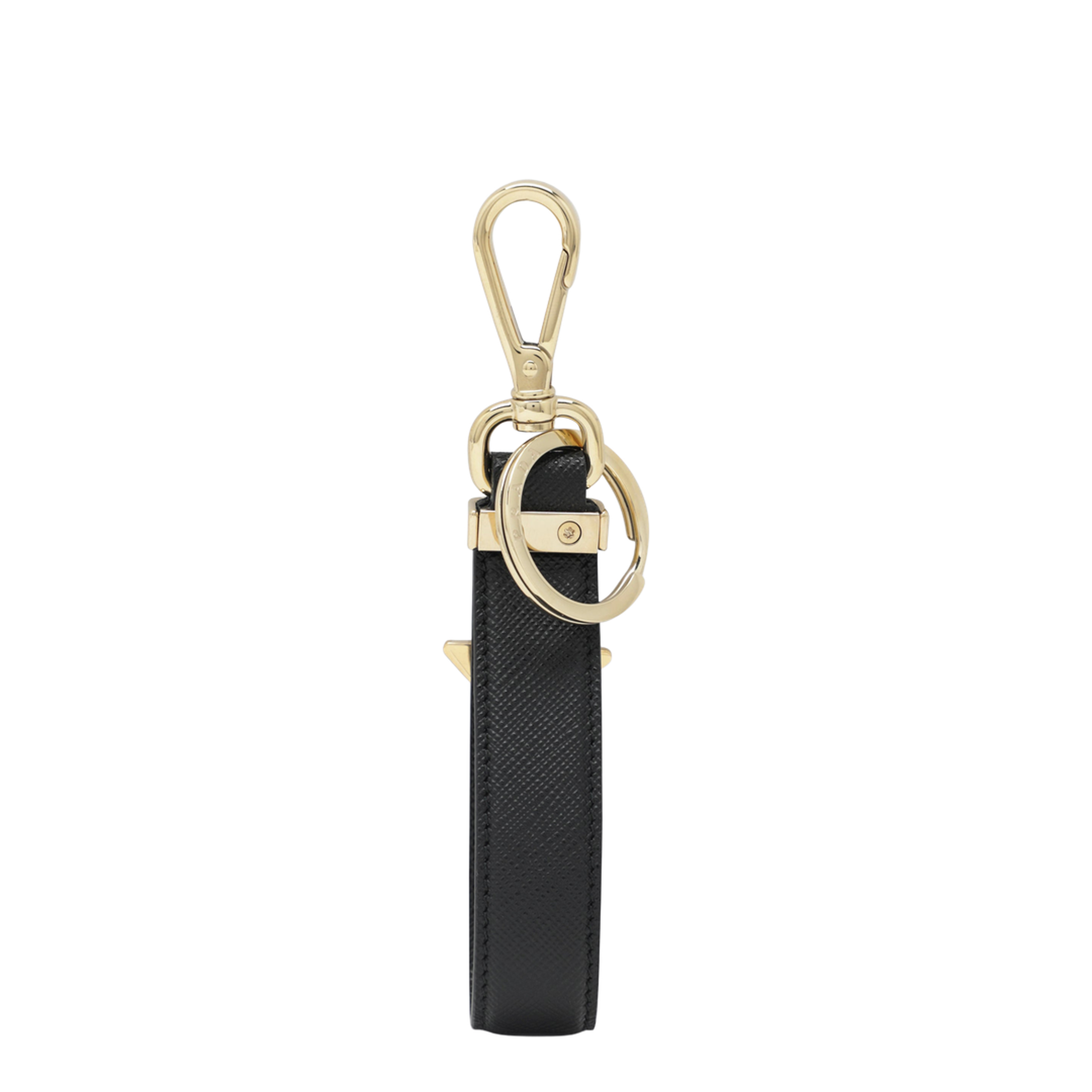 Black Saffiano Leather Keyring With Triangle Logo - Image 2