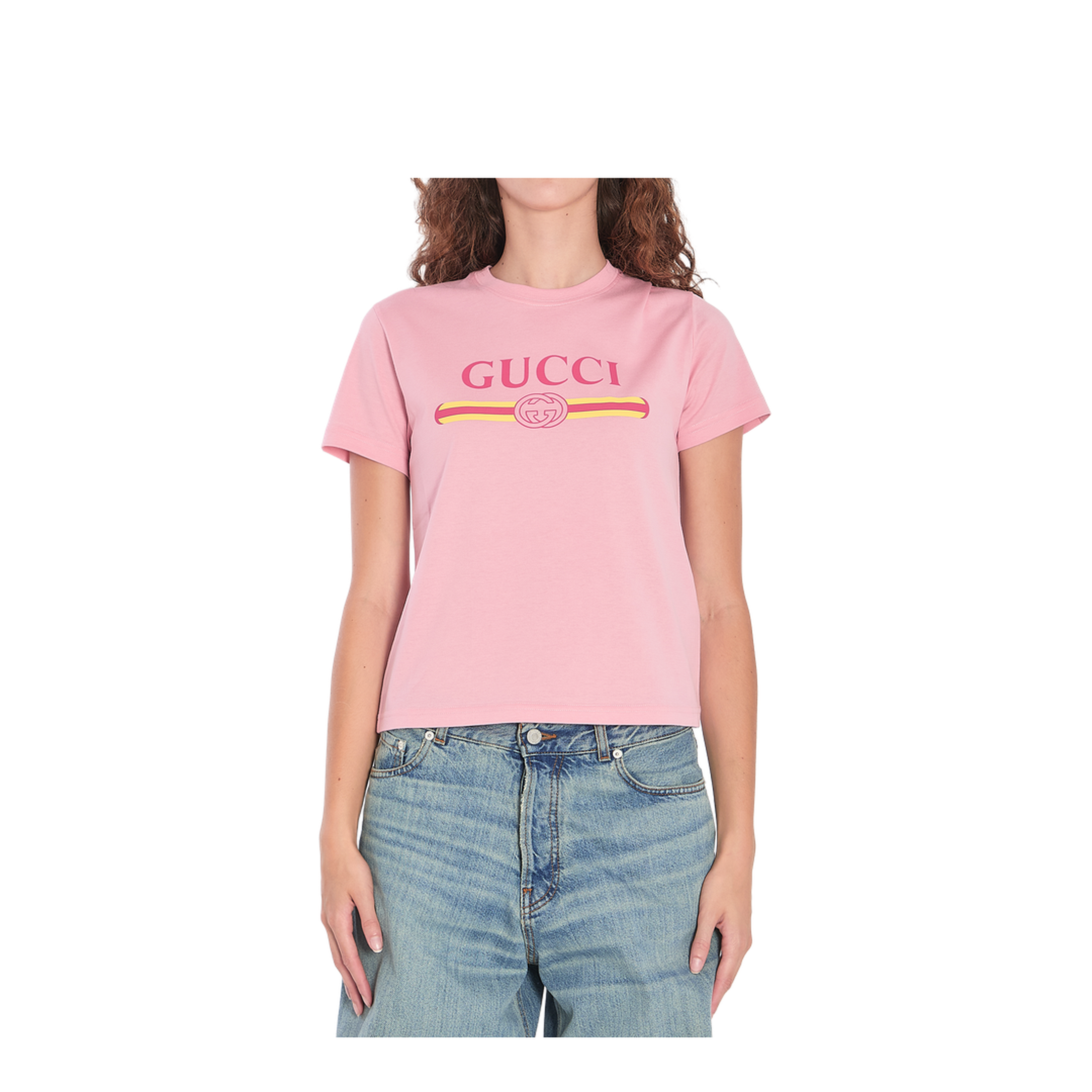 Cotton Jersey T-Shirt with Print in Pink - Image 1