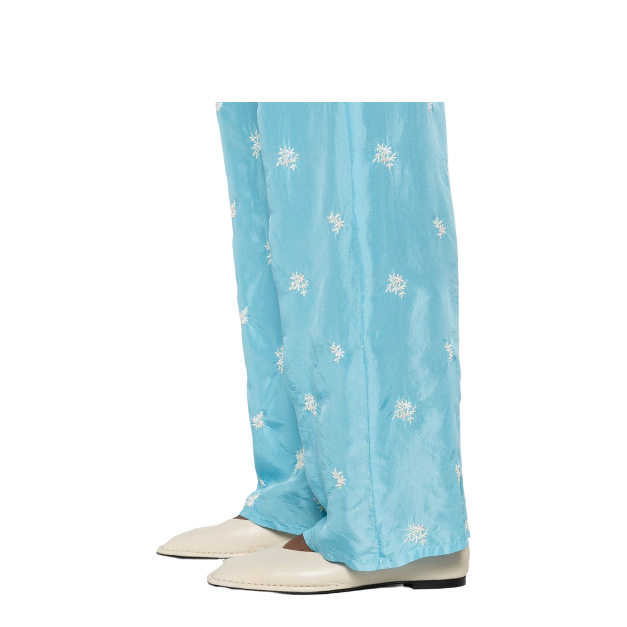 Embroidered Silk Trousers In Blue - Image 2
