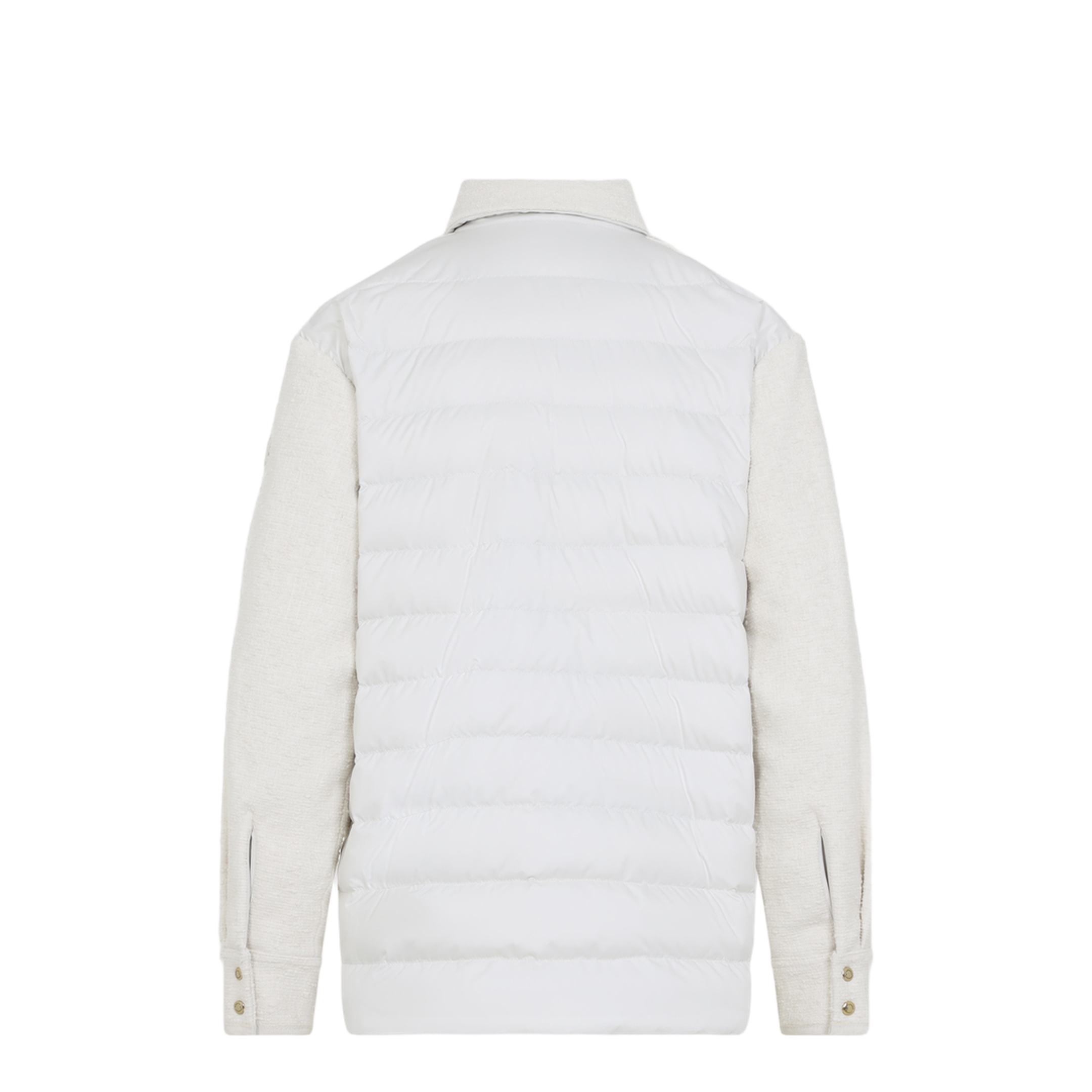 Cotton Blend Bouclé Down Shirt Jacket - Ivory - Image 2