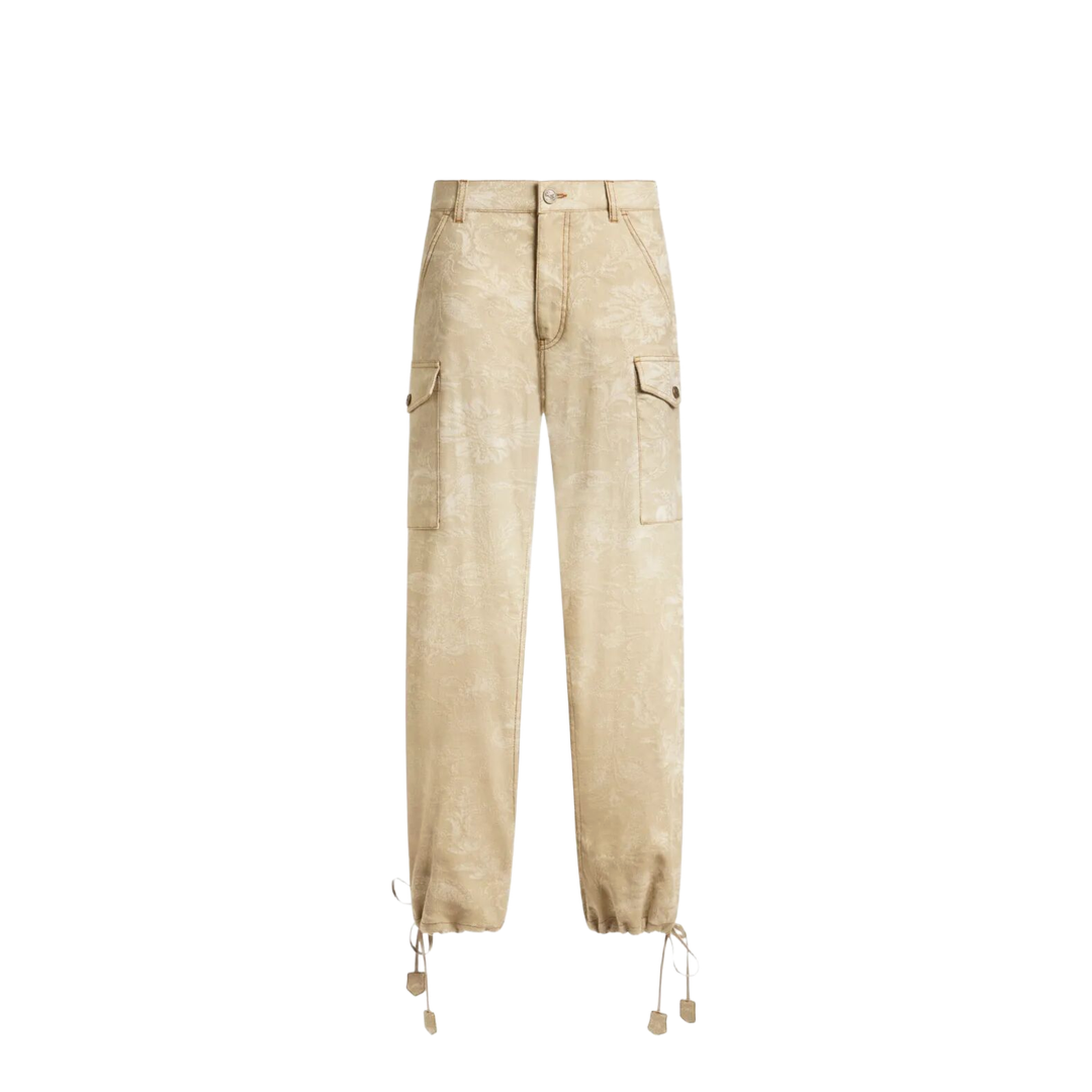 Floral Jacquard Canvas Cargo Trousers - Image 1