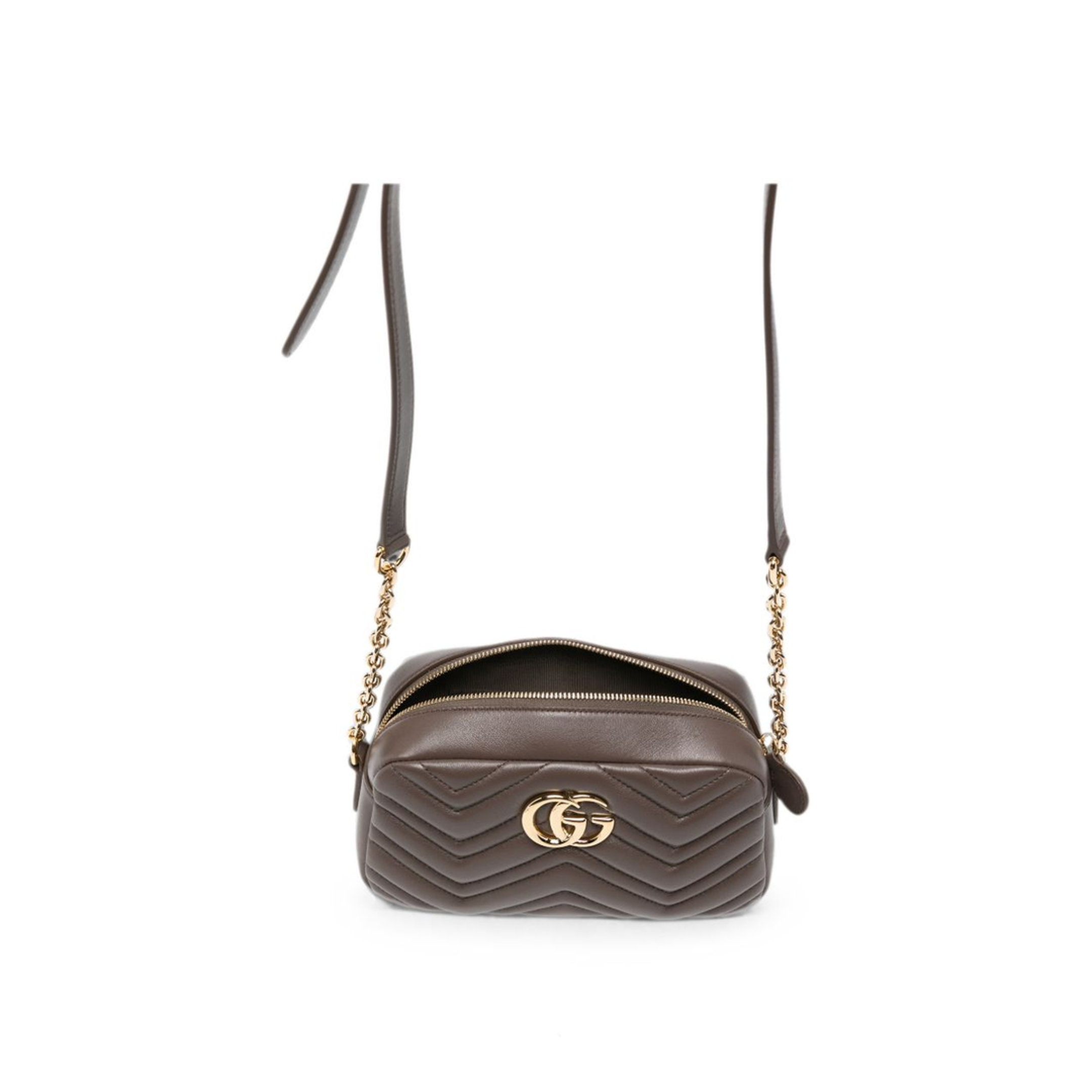 GG Marmont Small Matelassé Chevron Nappa Leather Crossbody Bag - Dark Taupe - Image 4