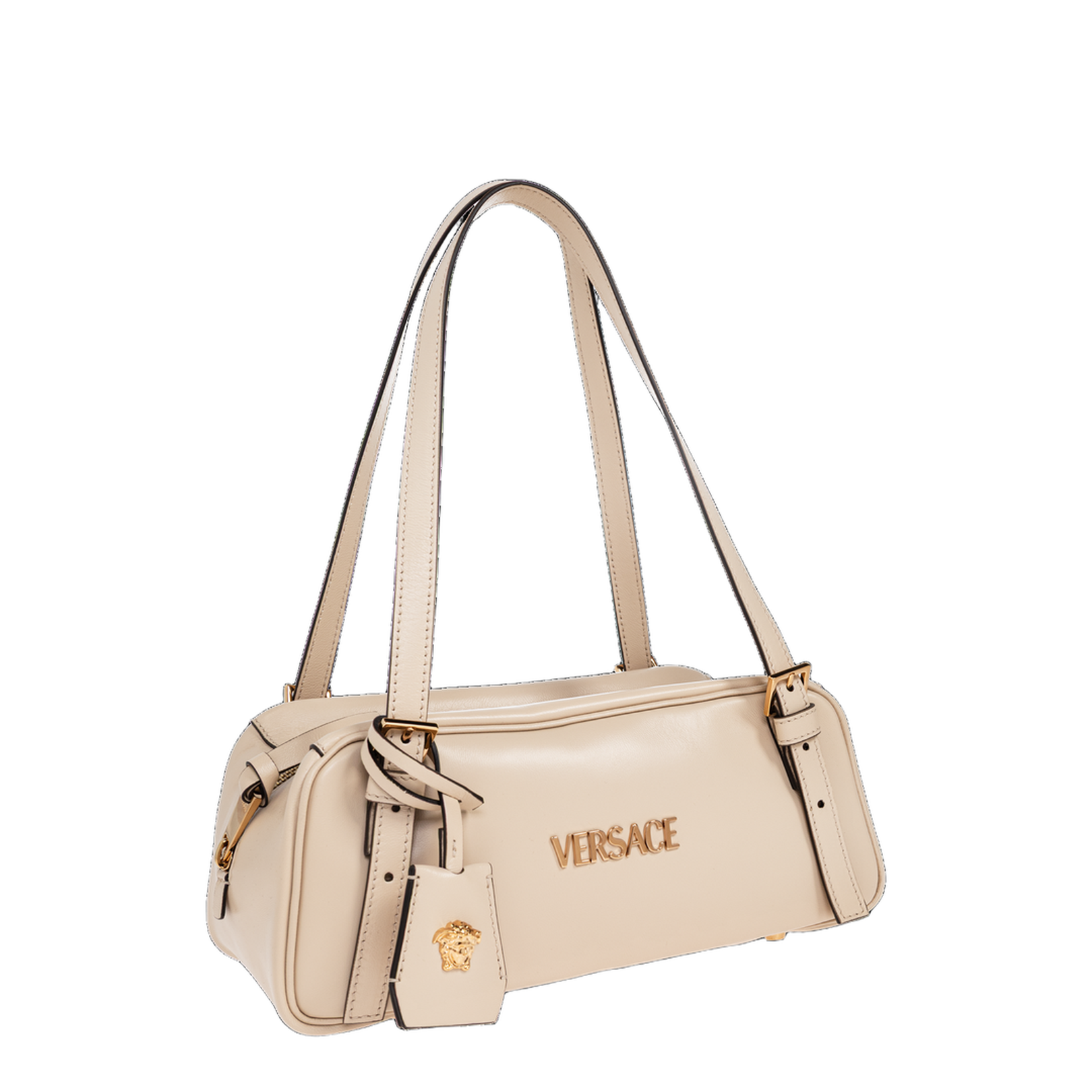 Tag Bowling Hand Bag Leather Beige - Image 4