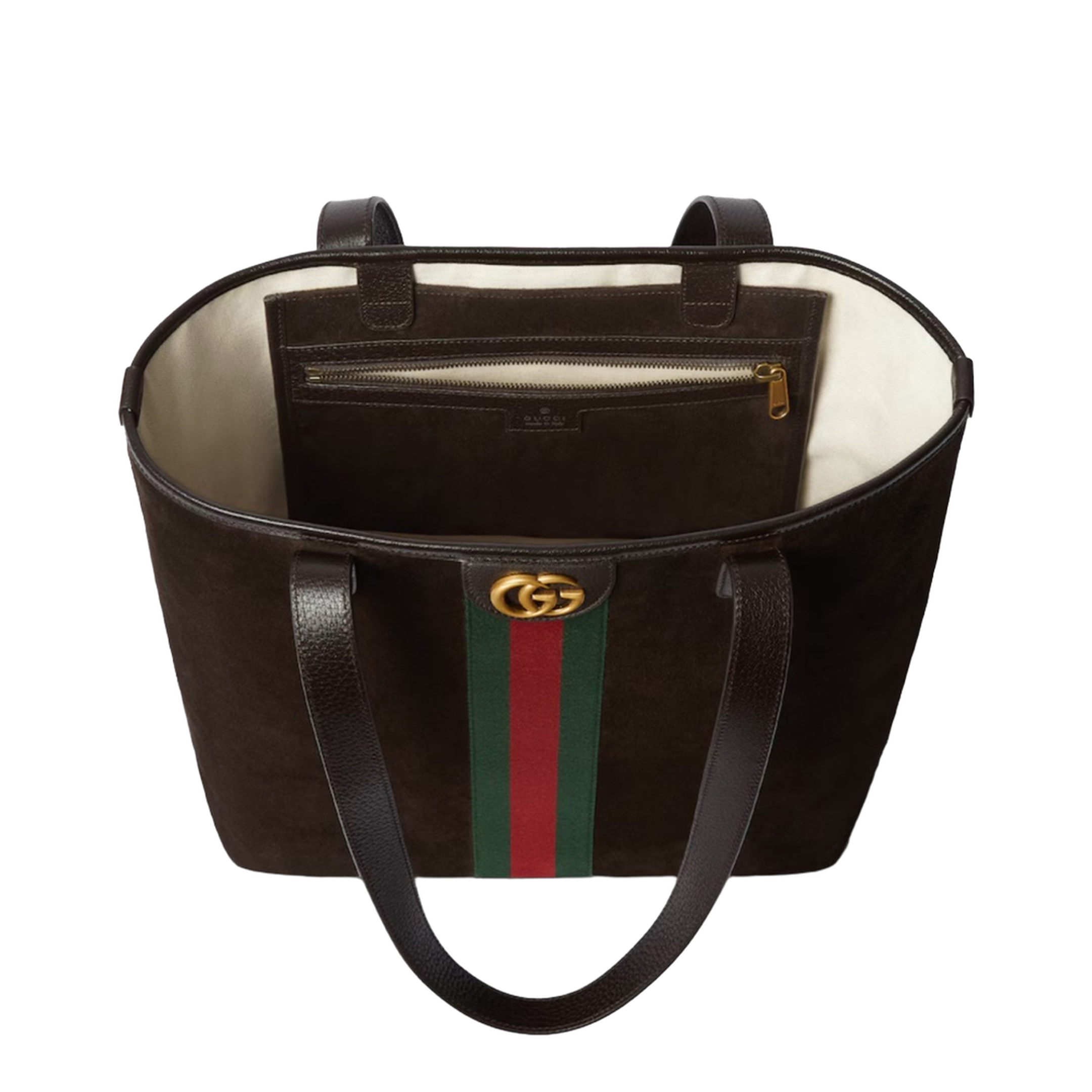 Ophidia Medium Tote Bag in Dark Brown Suede - Image 5