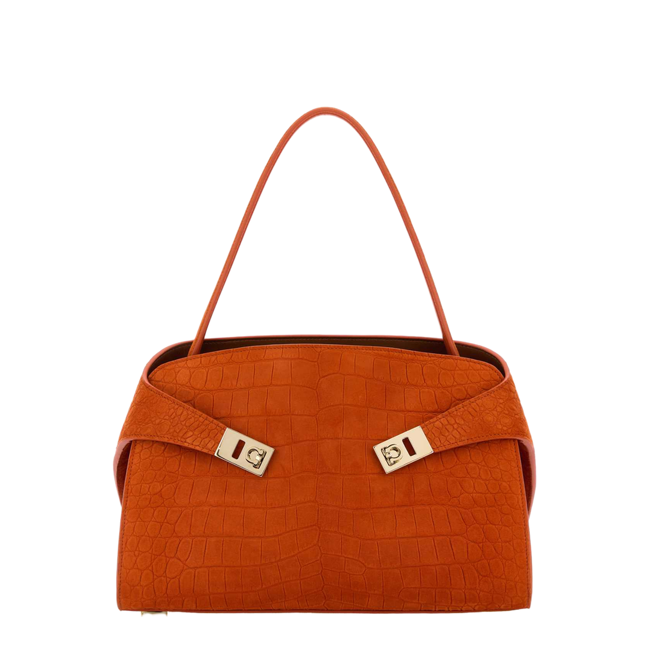 Hug Soft Medium Suede Shoulder Bag - Orange - Image 1