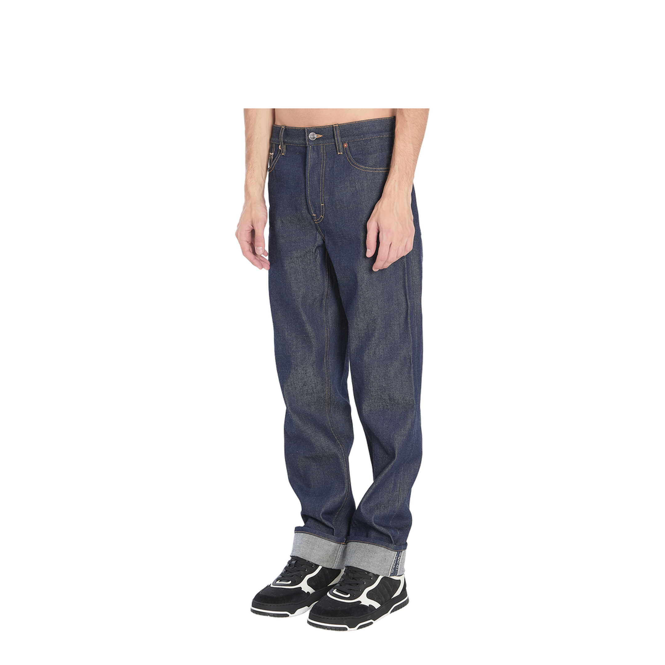 Denim Trousers with Hem Details - Image 2