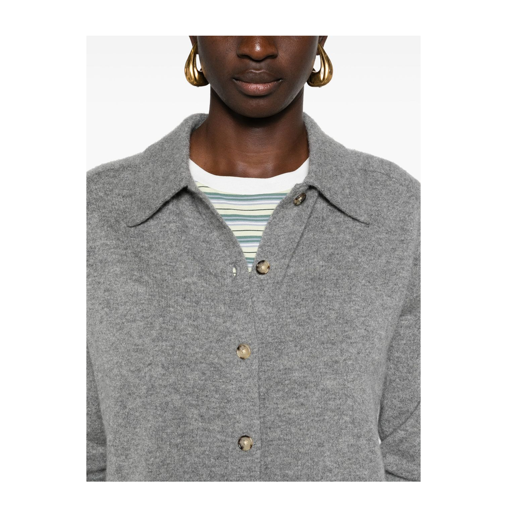 Raglan Sleeve Cashmere Shirt - Grey Melange - Image 2
