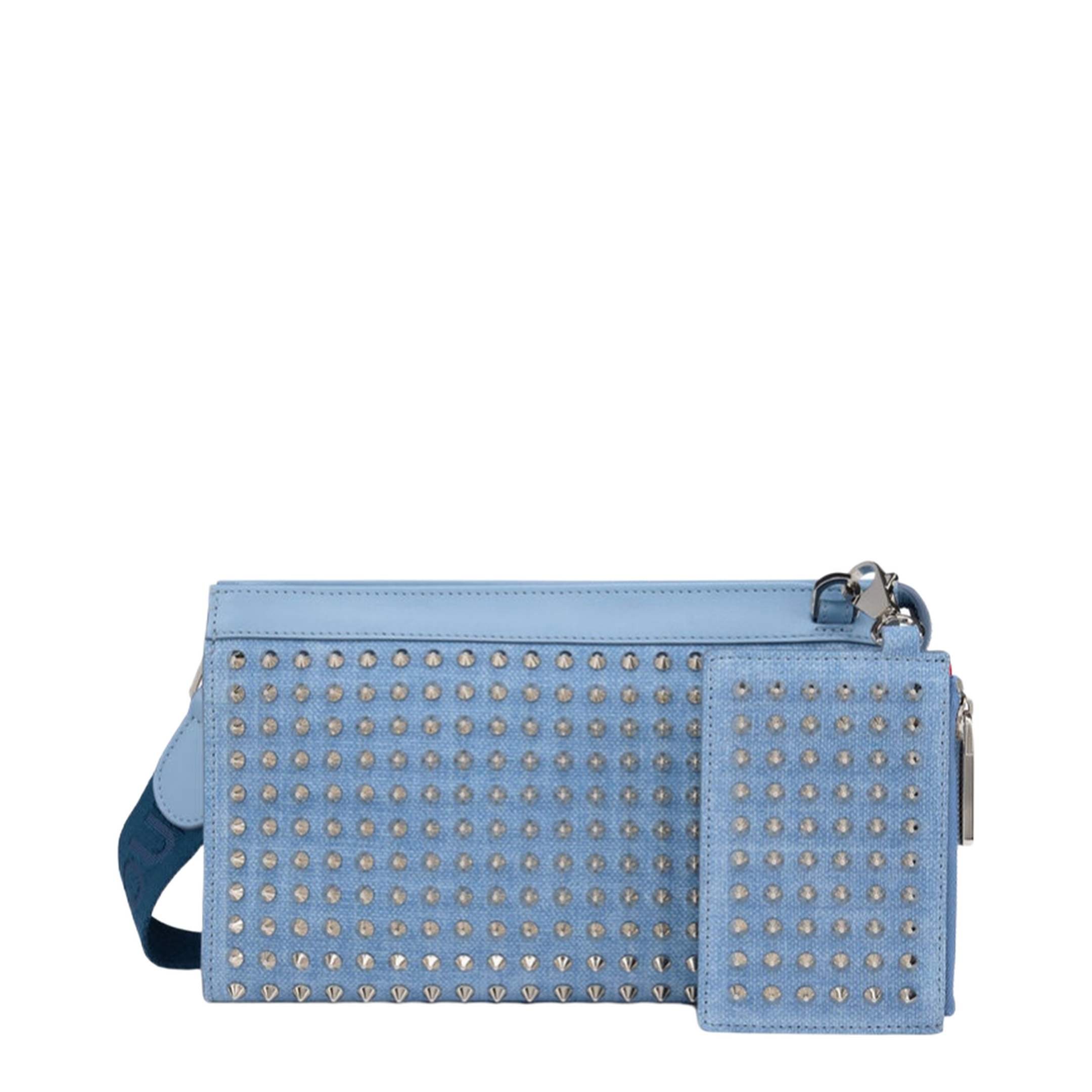 Funky Crosta Calf Leather Canvas Texture Crossbody - Ceruleo / Silver - Image 1