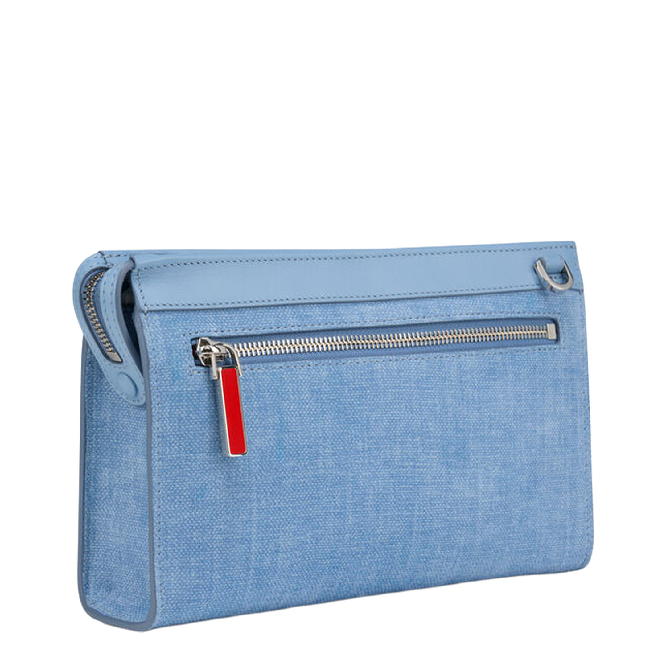 Funky Crosta Calf Leather Canvas Texture Crossbody - Ceruleo / Silver - Image 3