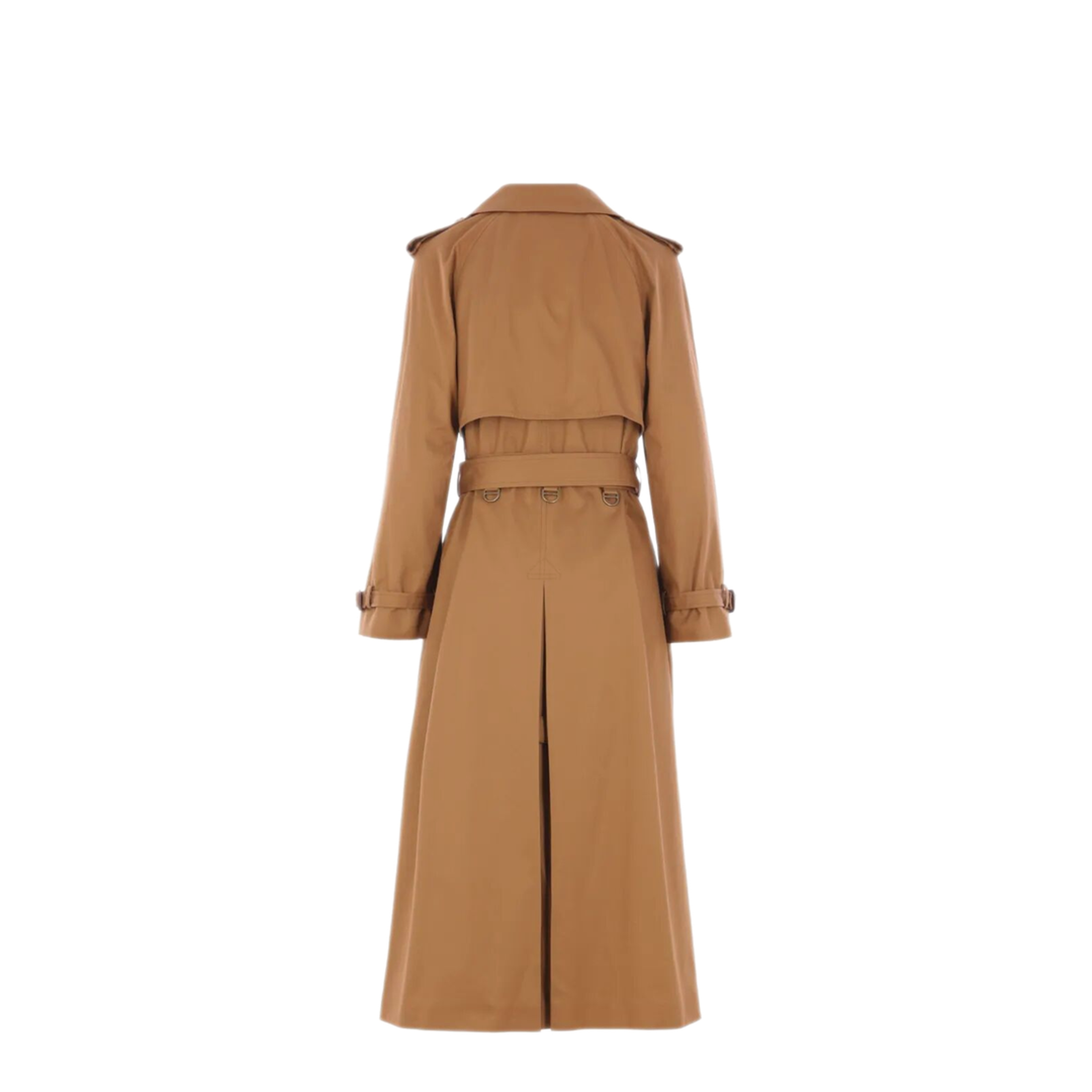 Cotton Gabardine Belted Long Trench Coat - Image 2