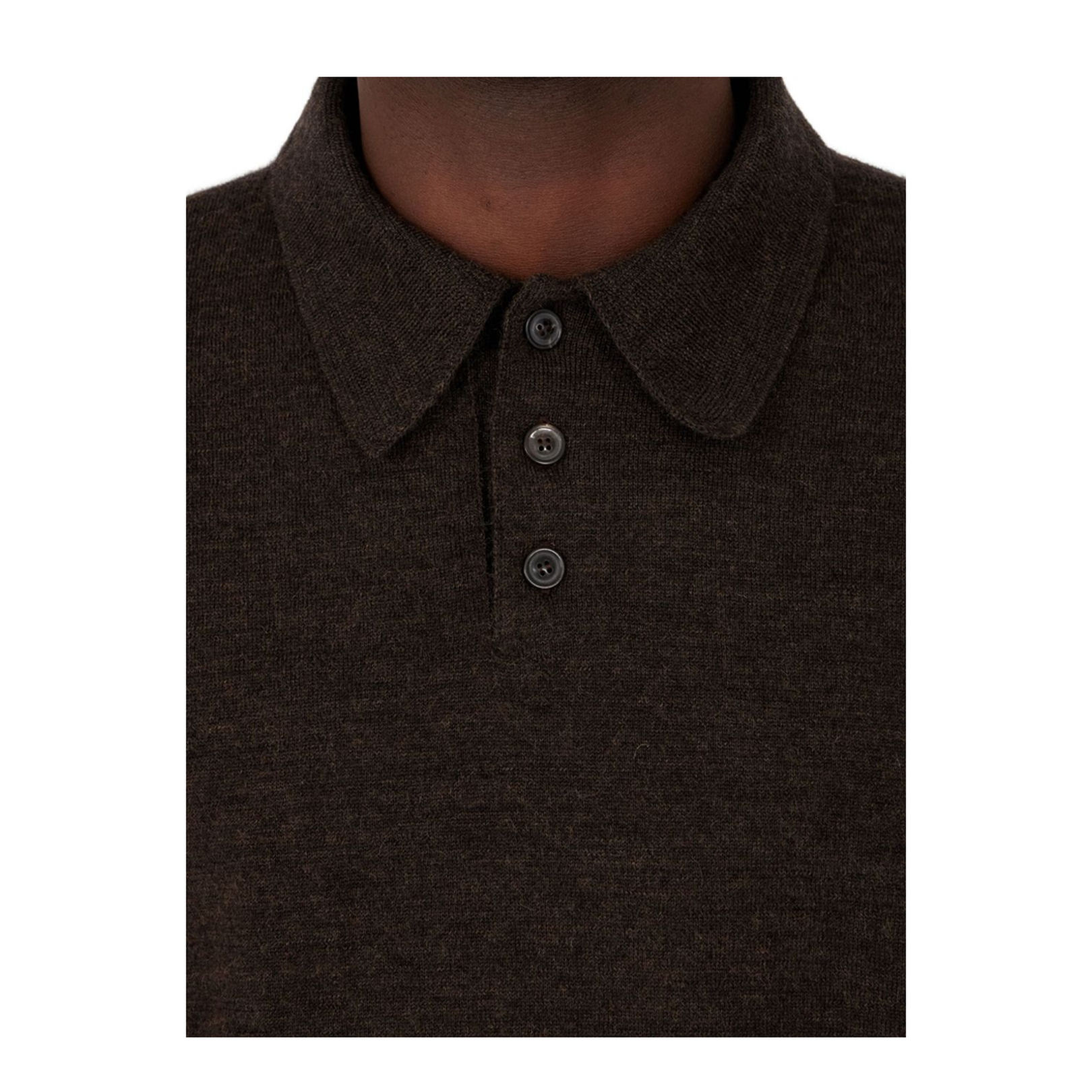 Wool Polo Shirt - Brown - Image 4