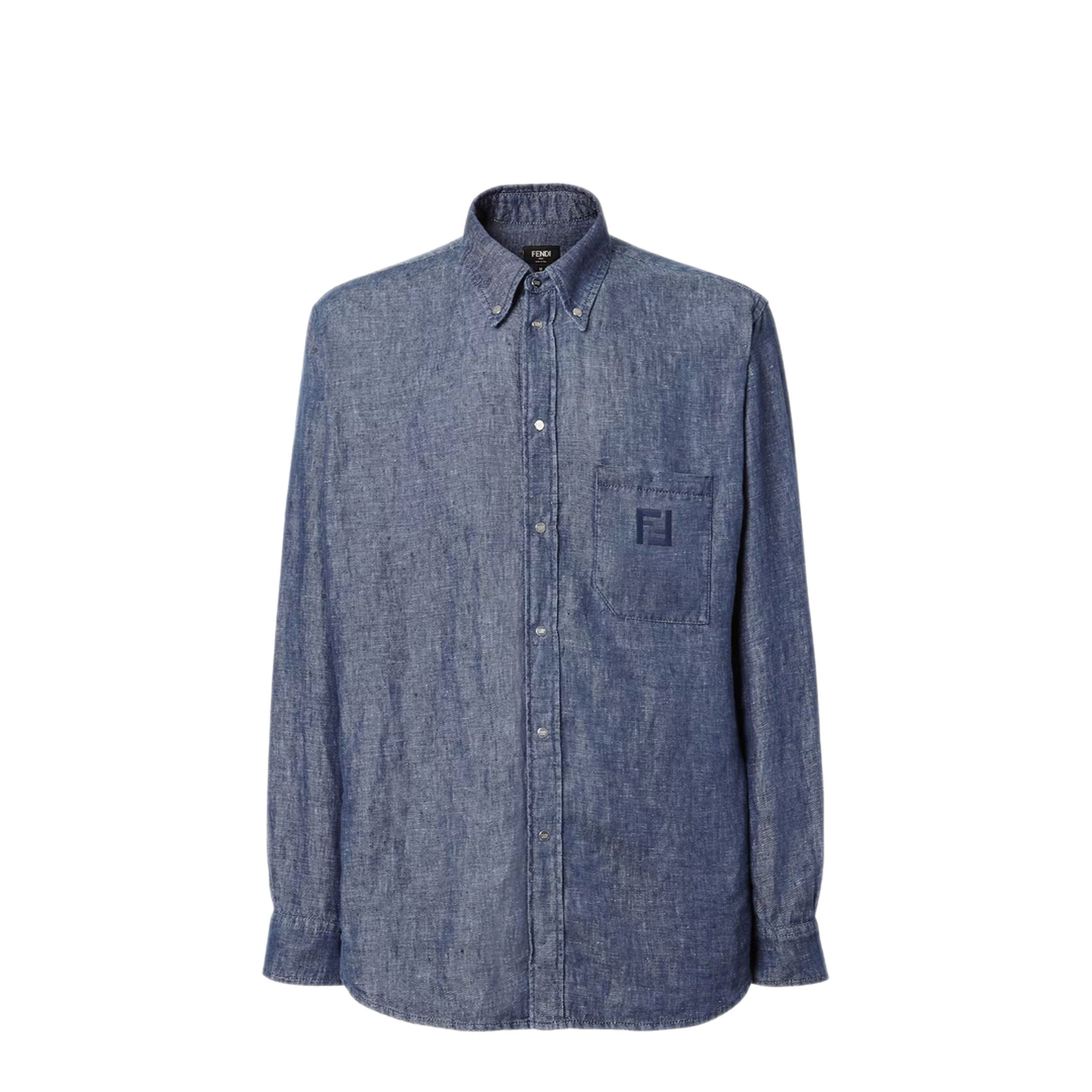 Comfort Fit Chambray Shirt With Embroidery - Image 1