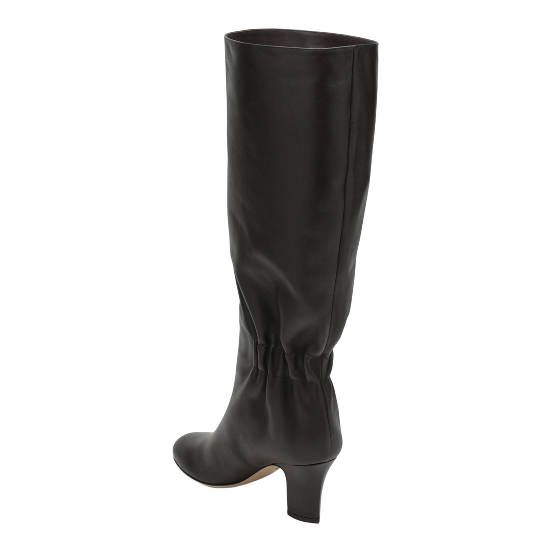 Ruched Boots in Dark Brown Leather - Image 2