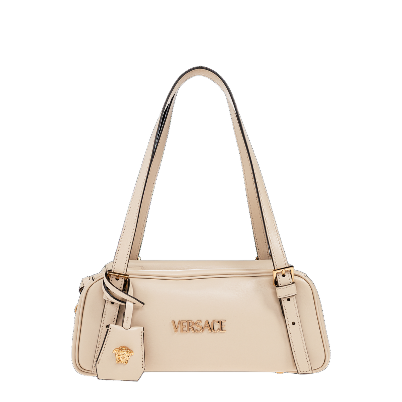 Tag Bowling Hand Bag Leather Beige - Image 1