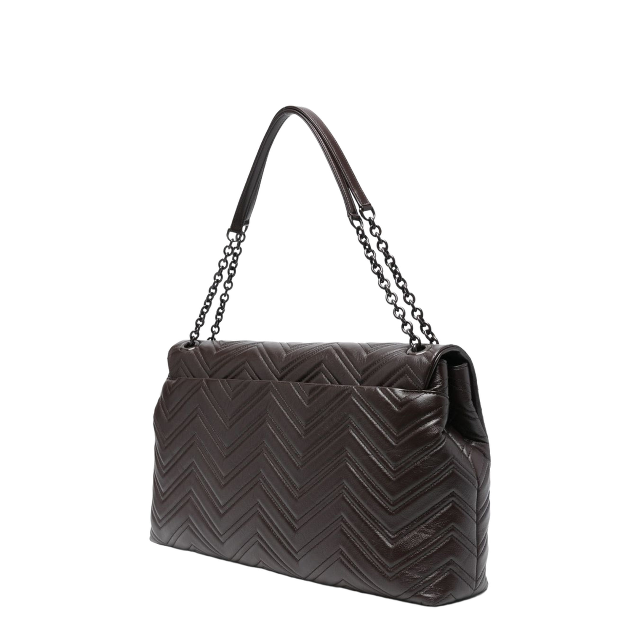 GG Marmont Maxi Matelassé Chevron Leather Shoulder Bag - Chocolate - Image 2