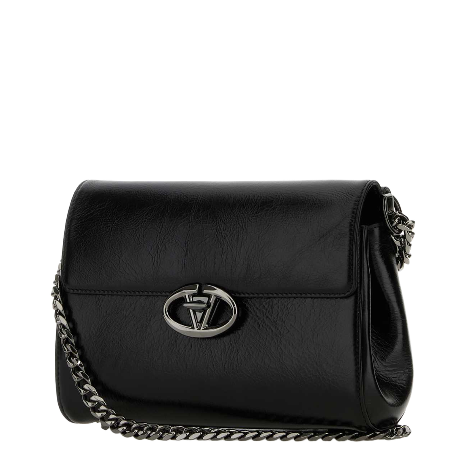 VLogo Medium Calfskin Shoulder Bag - Black - Image 2