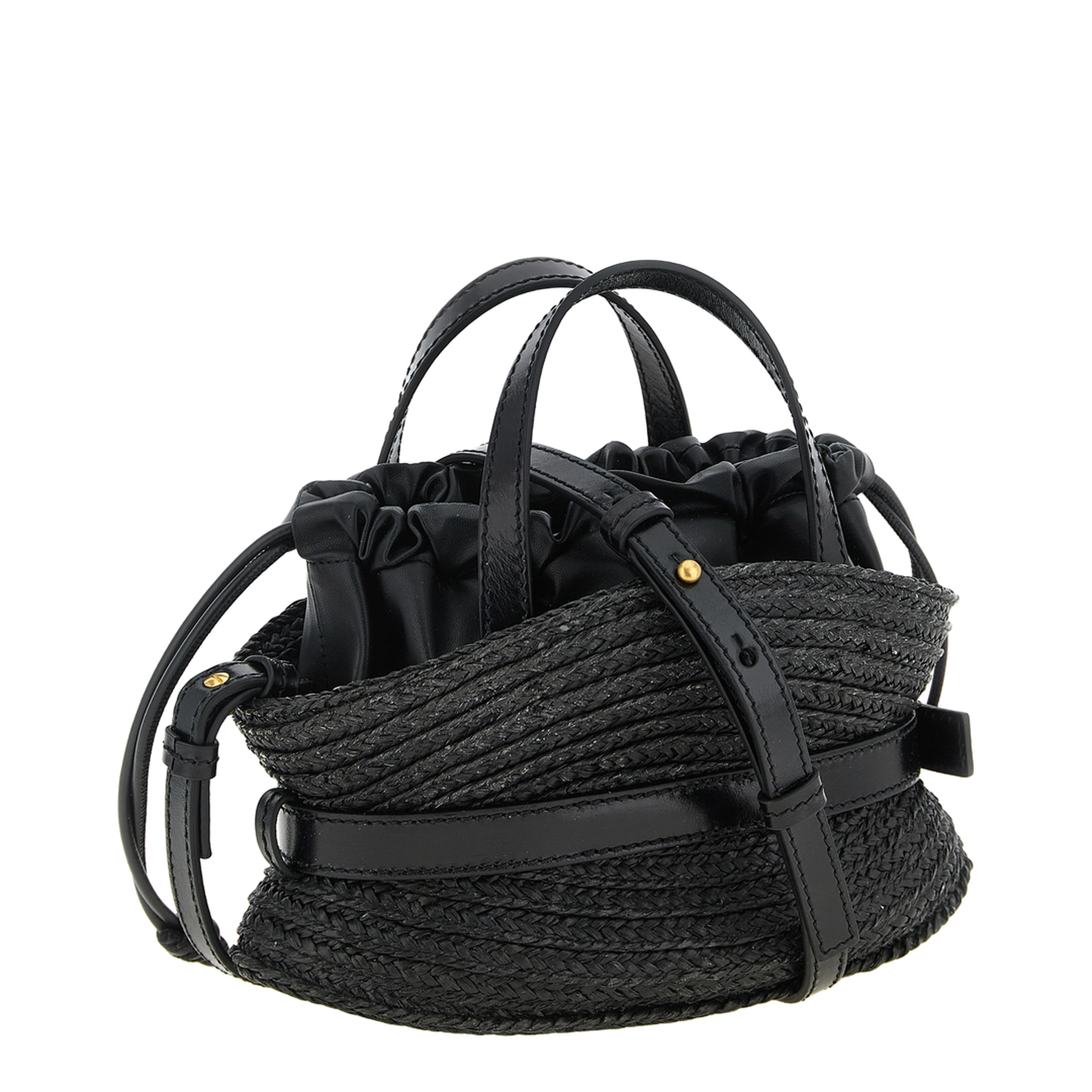 Shuffle Mini Bag in Calfskin and Raffia - Image 3