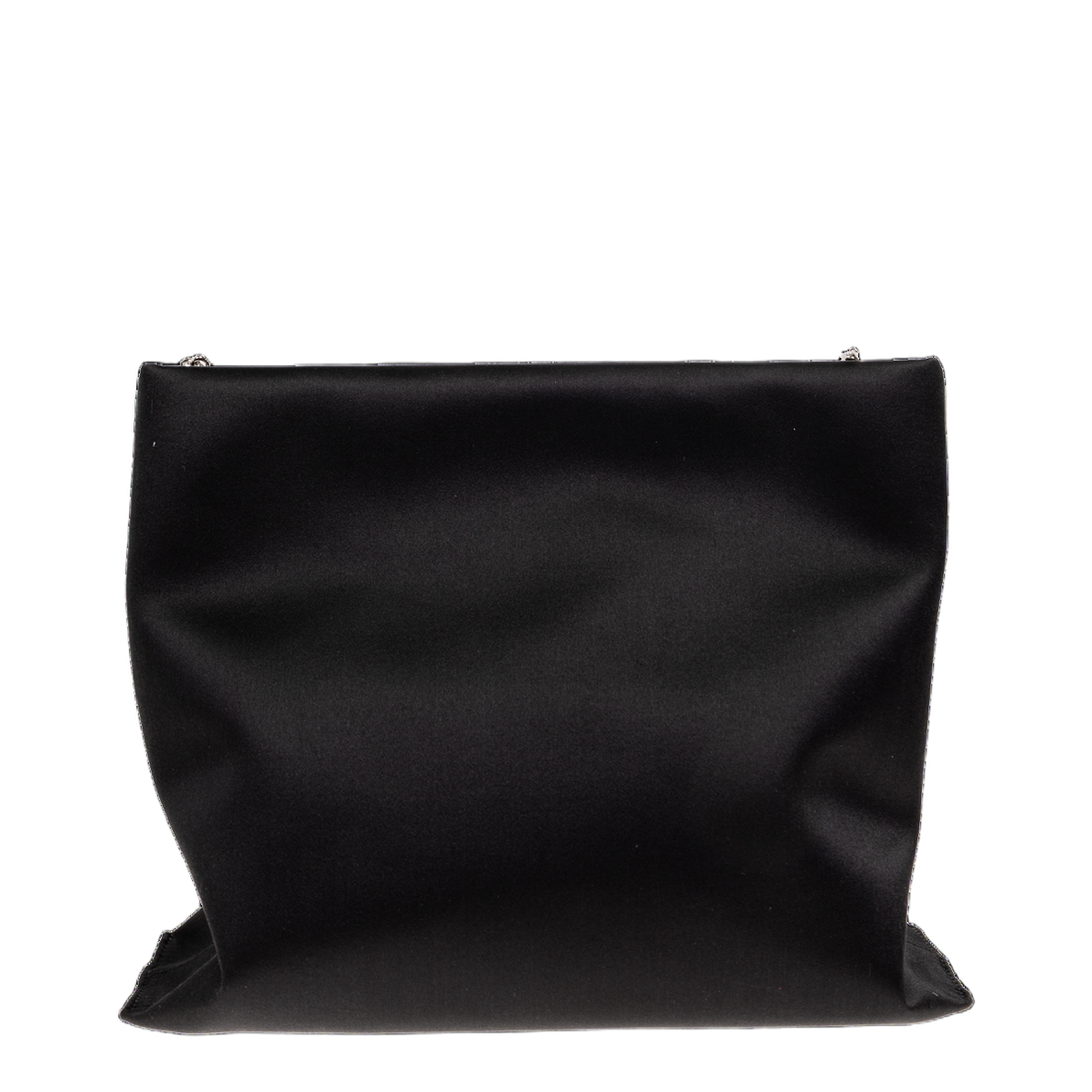 Trompette Silk Blend Satin Clutch - Black - Image 3