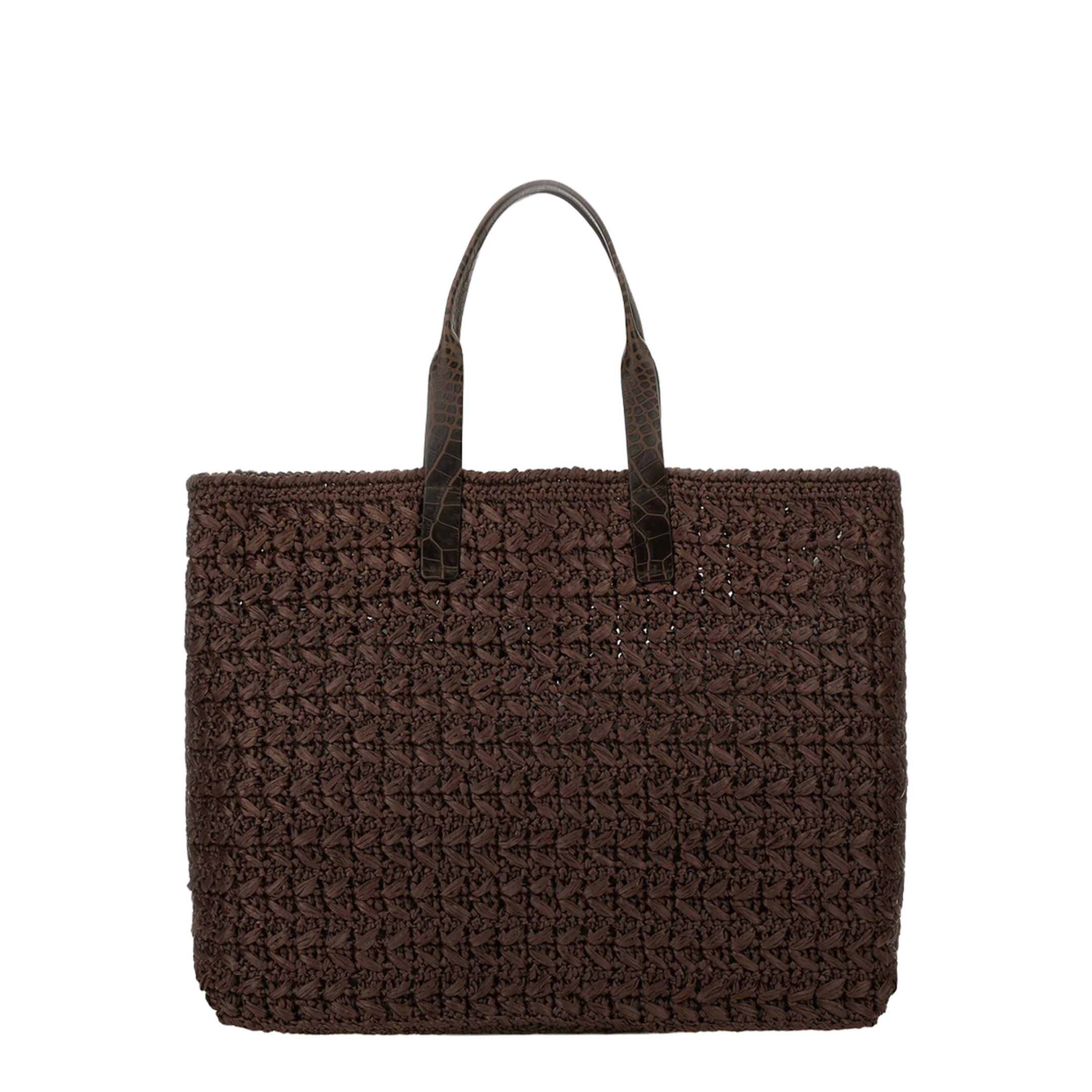 Raffia Crochet Shopper - Brown - Image 3
