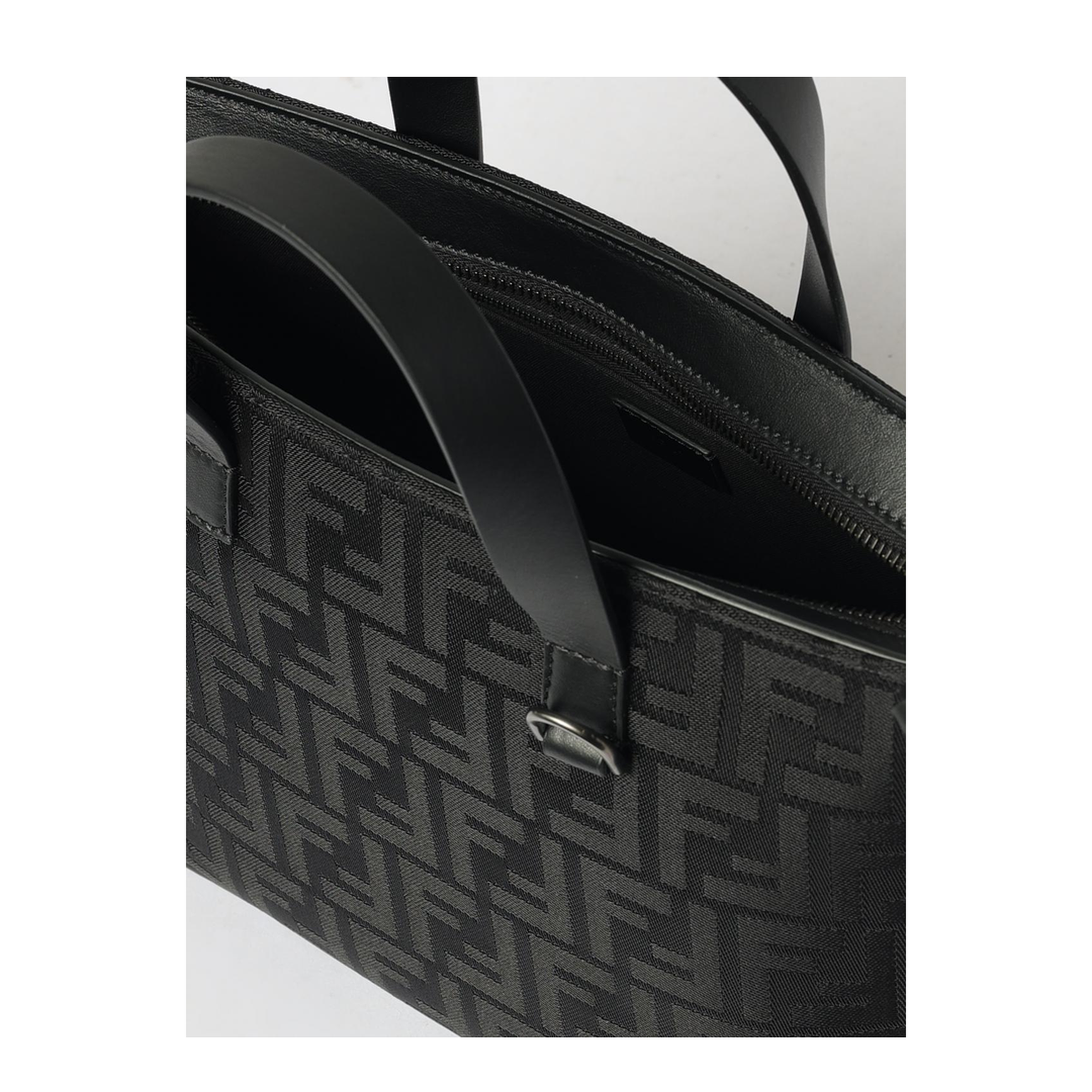 FF Squared Small Leather and Nylon Shopping Bag - Black - Image 5