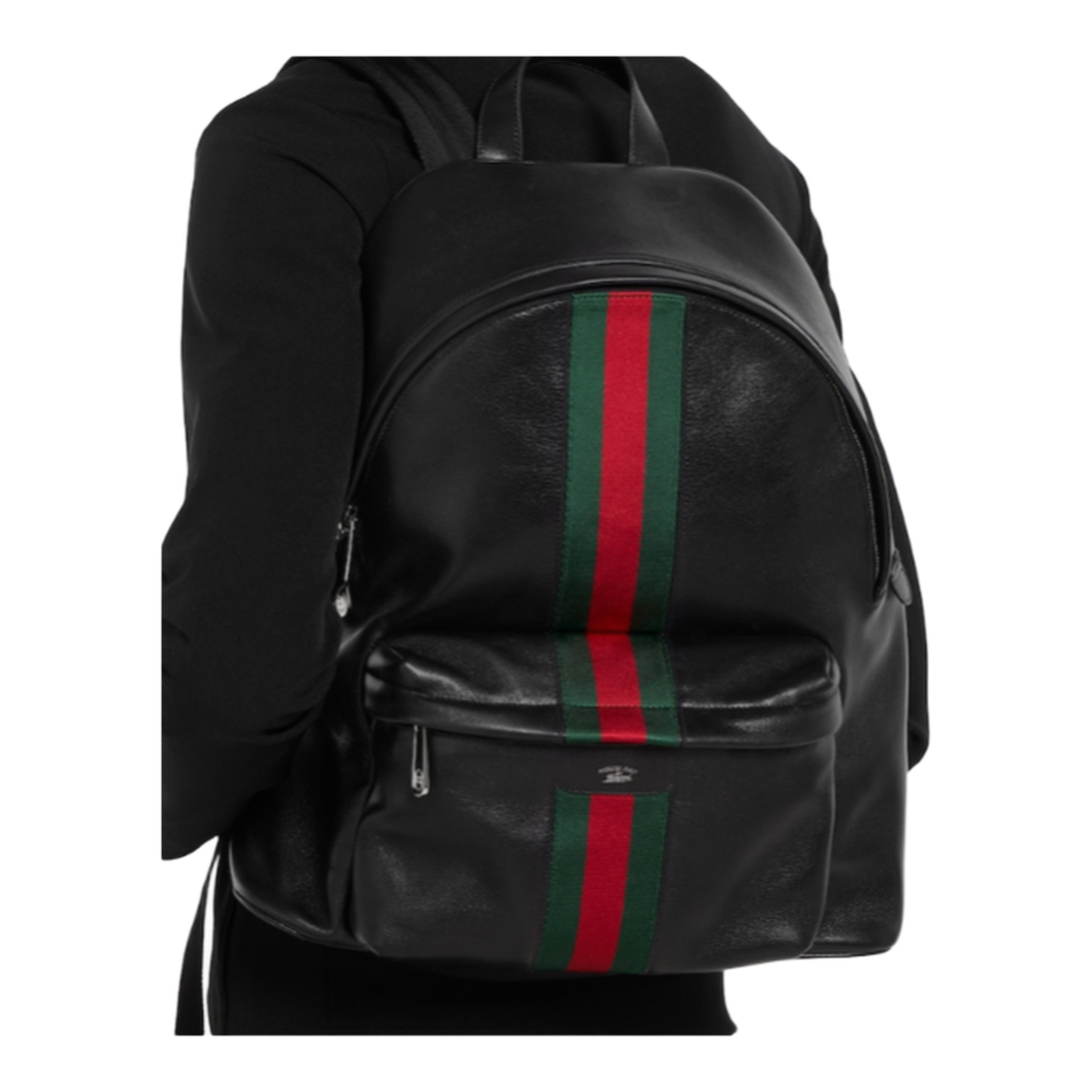 Web Trademark Large Calfskin Backpack - Black - Image 4
